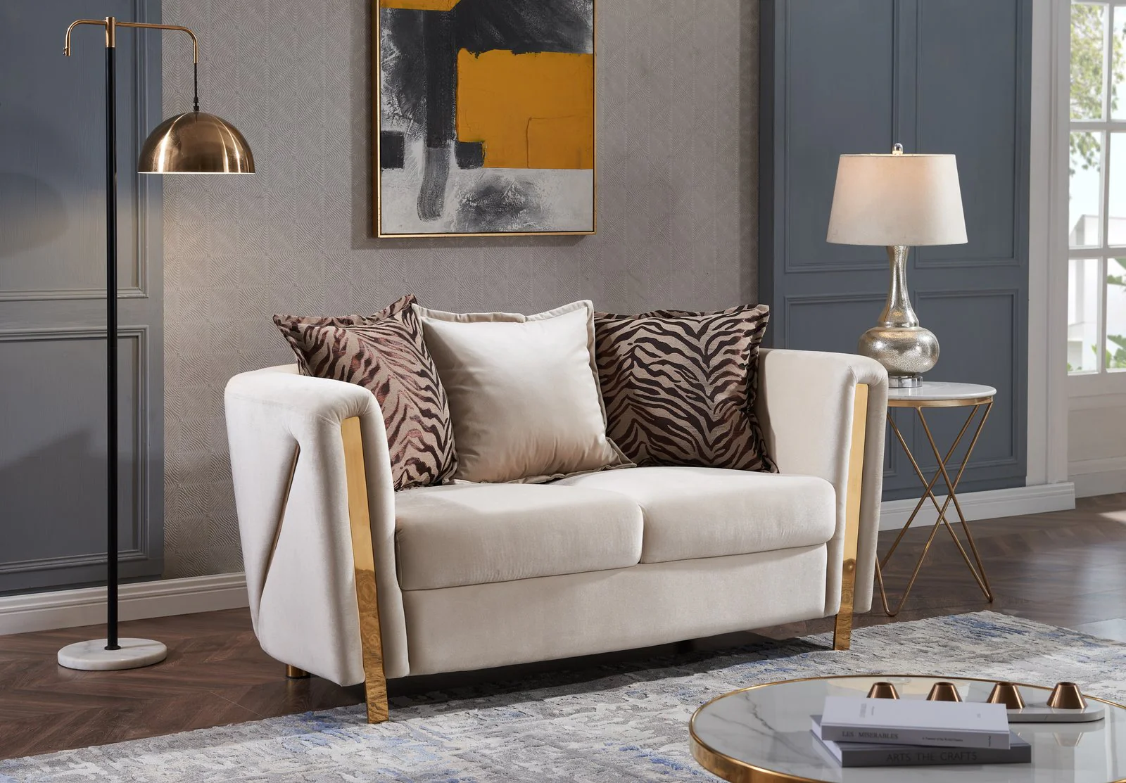 Chanelle 3 Pc Living Room set Beige - Image 6