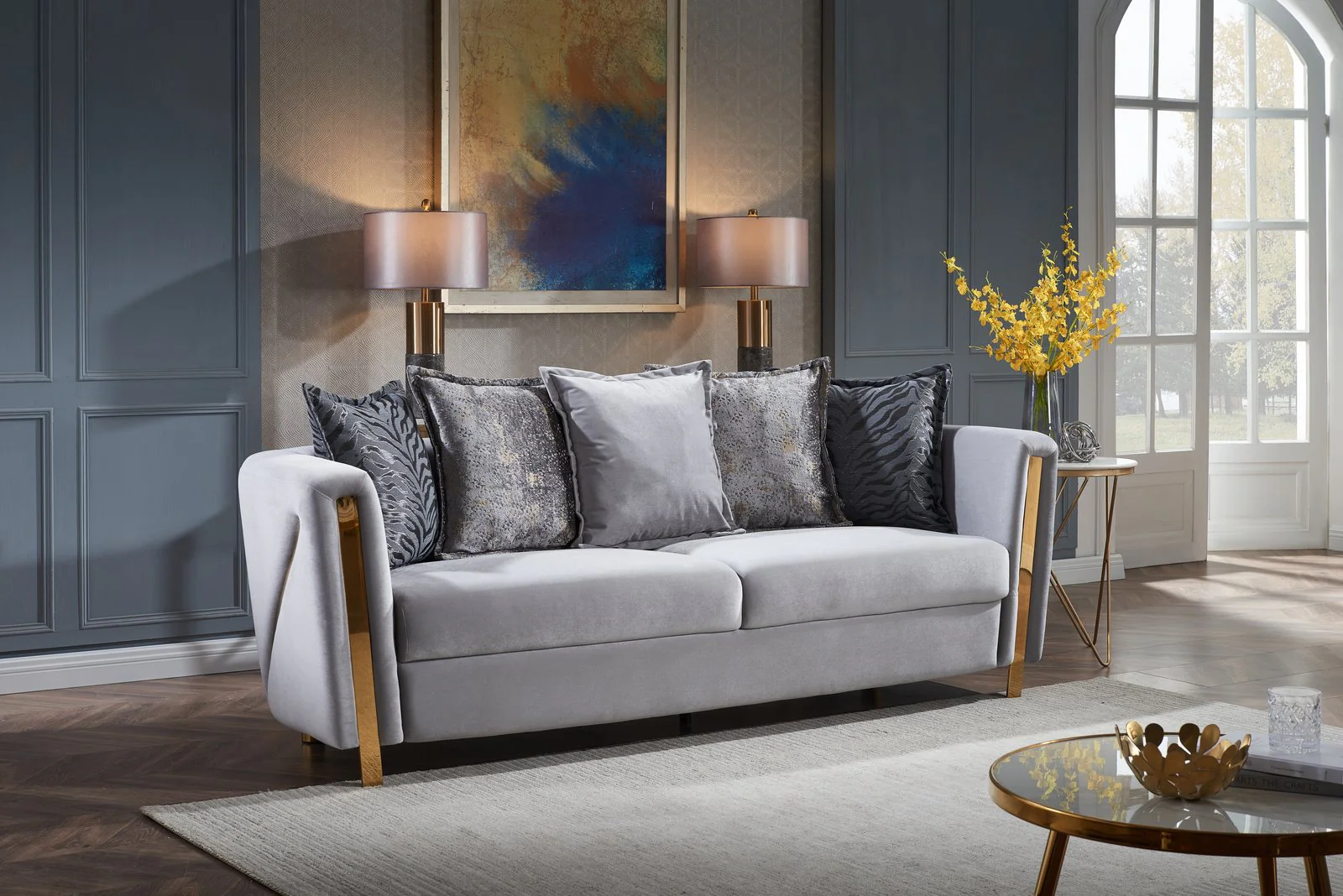 Chanelle 3 Pc Living Room set Gray - Image 2