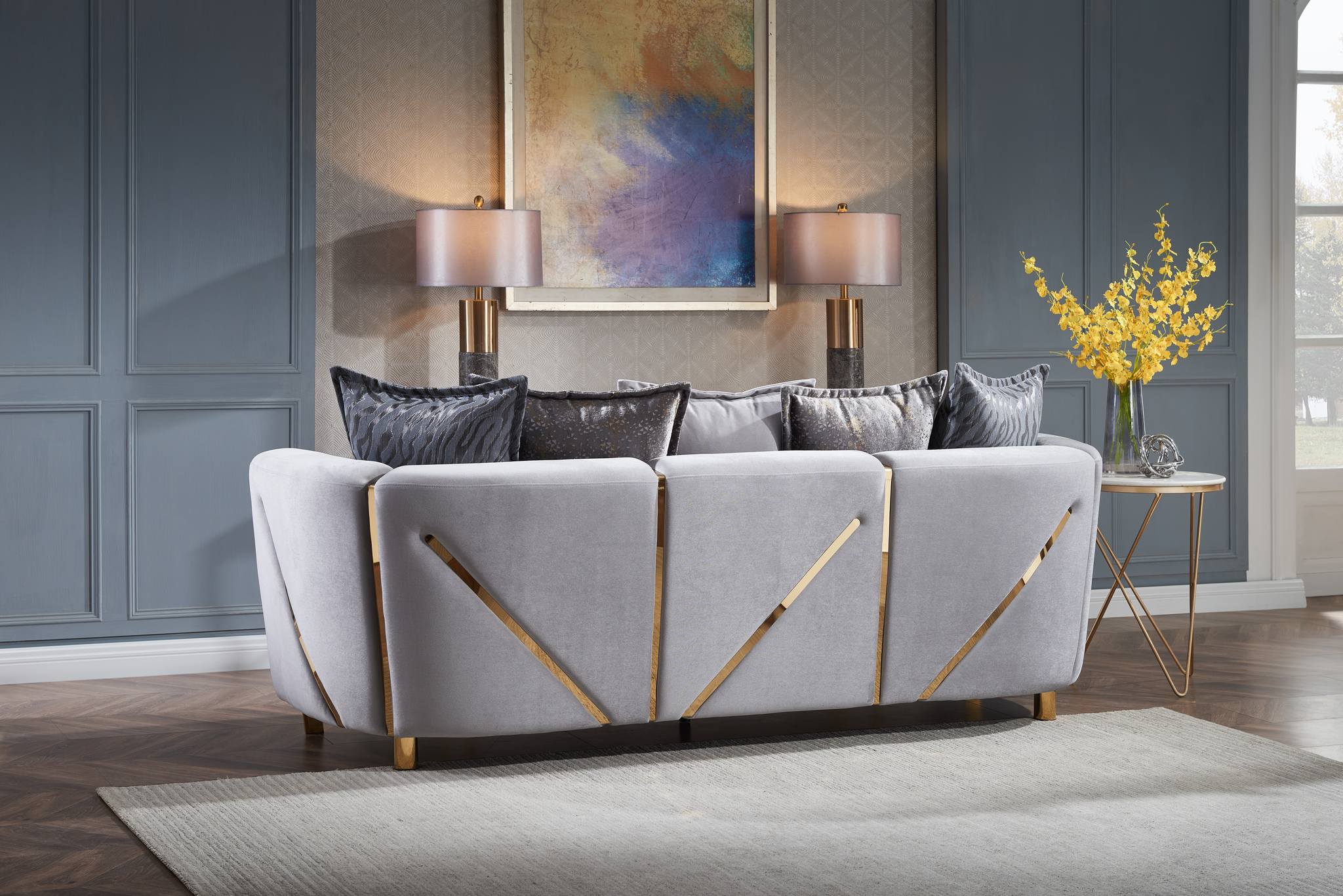 Chanelle 3 Pc Living Room set Gray - Image 5
