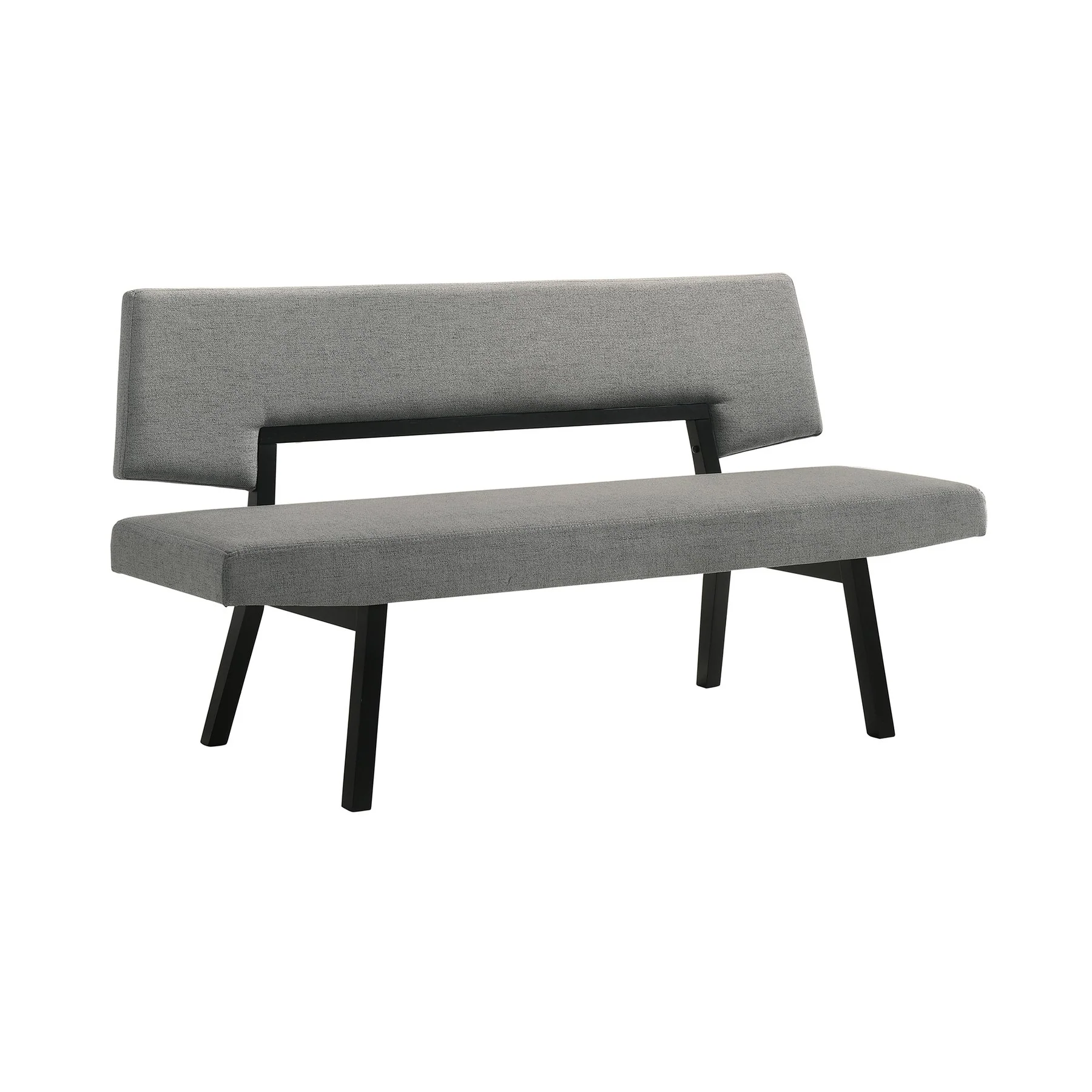 Channell 5 Piece Black Wood Dining Table Set with Benches in Charcoal Fabric - Image 2