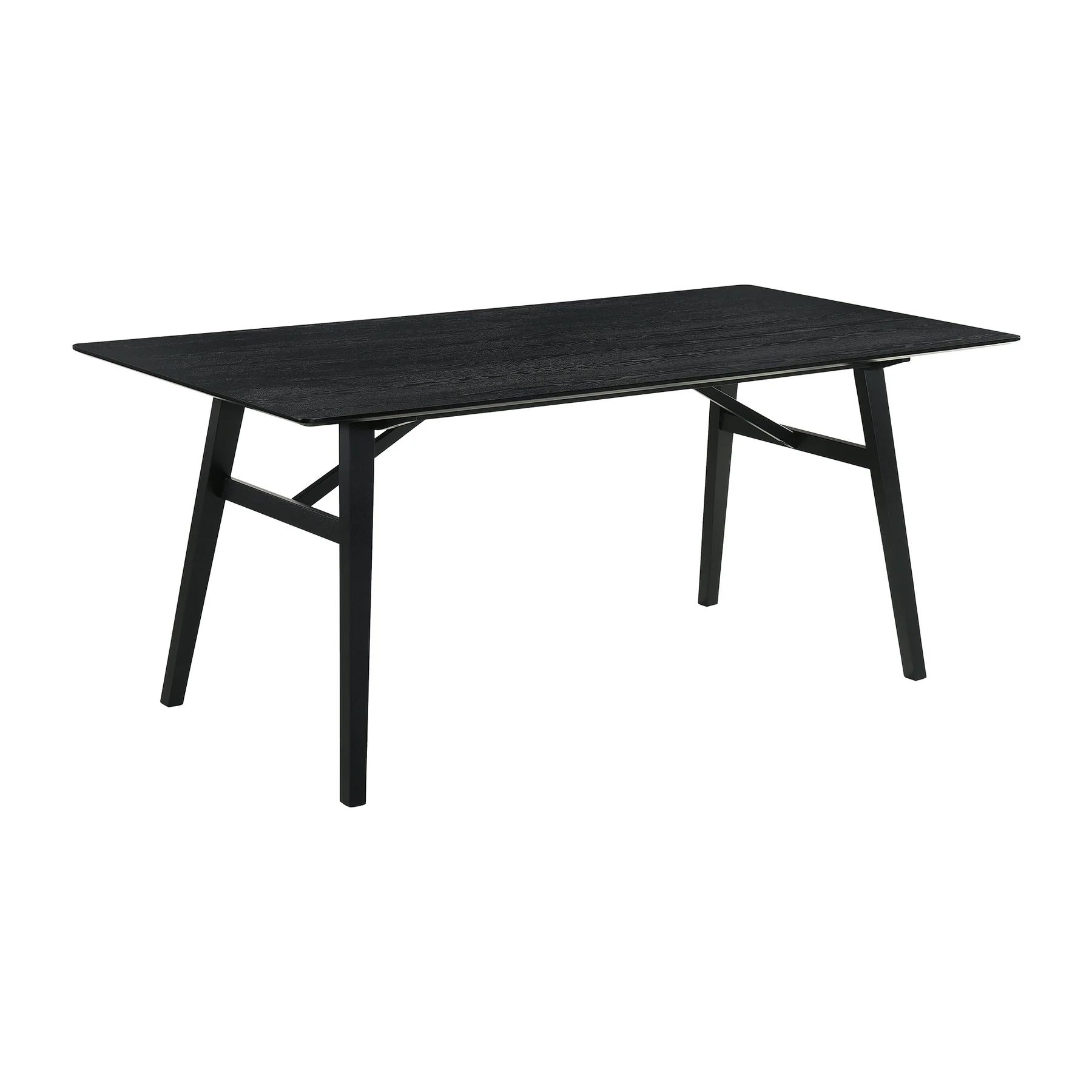 Channell 5 Piece Black Wood Dining Table Set with Benches in Charcoal Fabric - Image 6