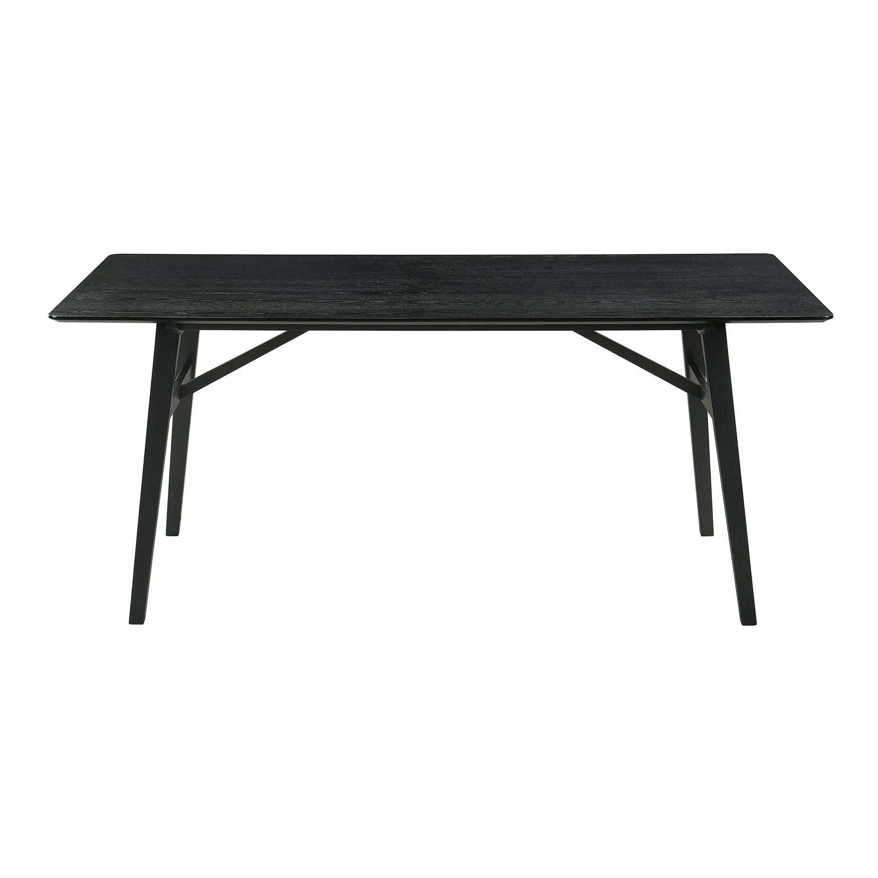 Channell 5 Piece Black Wood Dining Table Set with Benches in Charcoal Fabric - Image 7