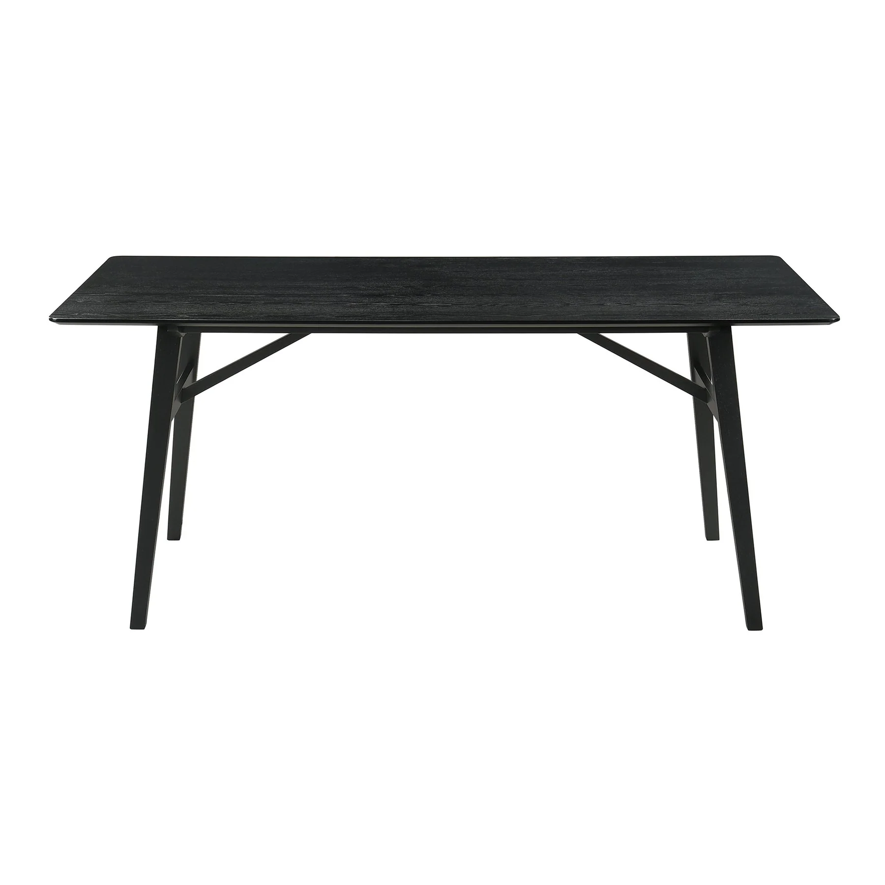 Channell 6 Piece Black Wood Dining Table Set with Bench in Charcoal Fabric - Image 5
