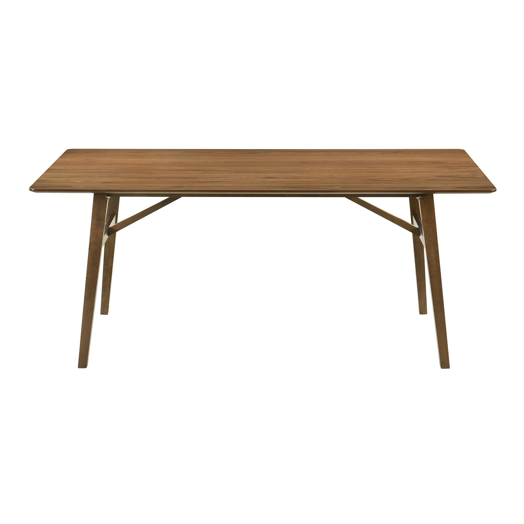 Channell 6 Piece Walnut Wood Dining Table Set with Bench in Blue Fabric - Image 5