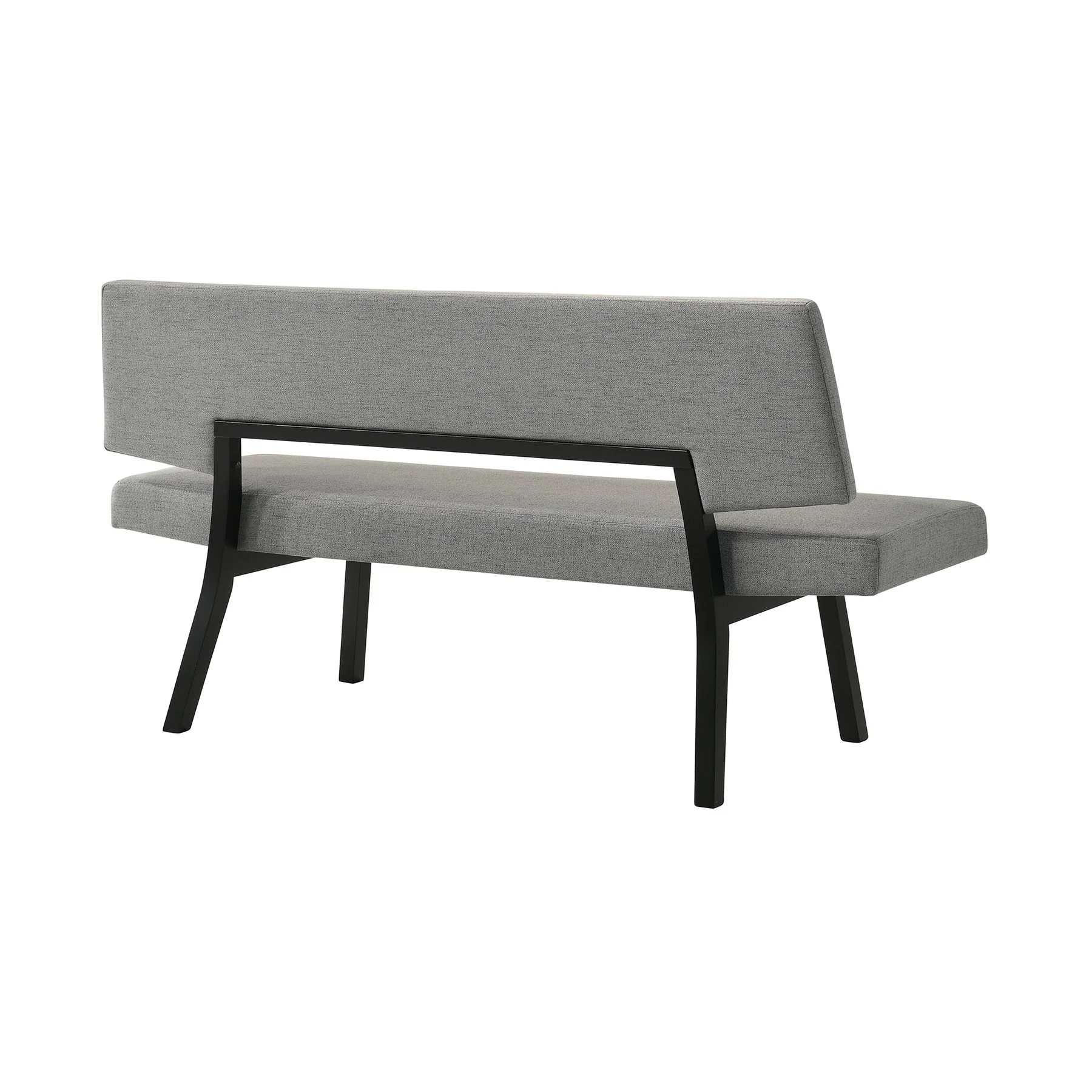 Channell Wood Dining Bench in Black Finish with Charcoal Fabric - Image 3