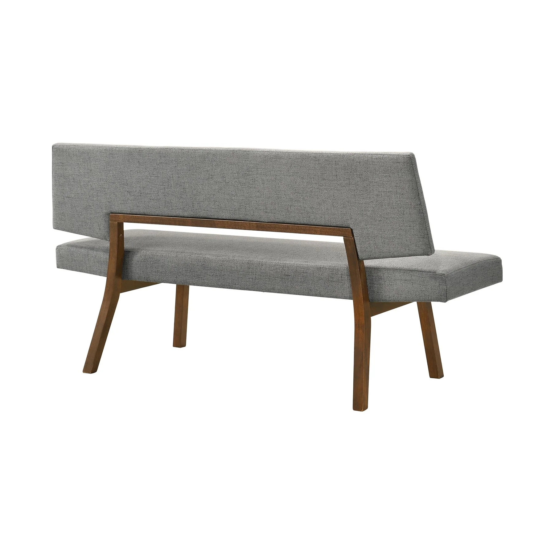 Channell Wood Dining Bench in Walnut Finish with Charcoal Fabric - Image 3