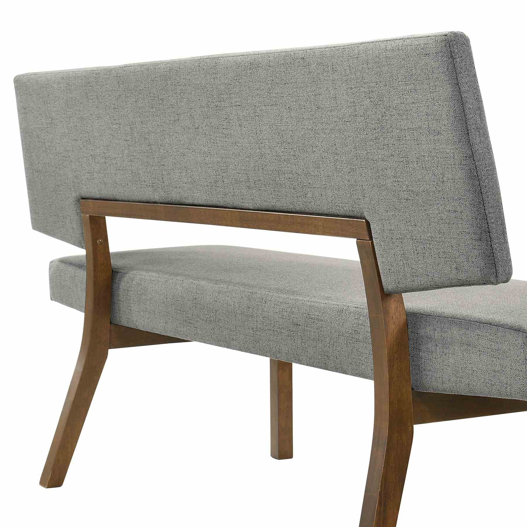 Channell Wood Dining Bench in Walnut Finish with Charcoal Fabric - Image 4