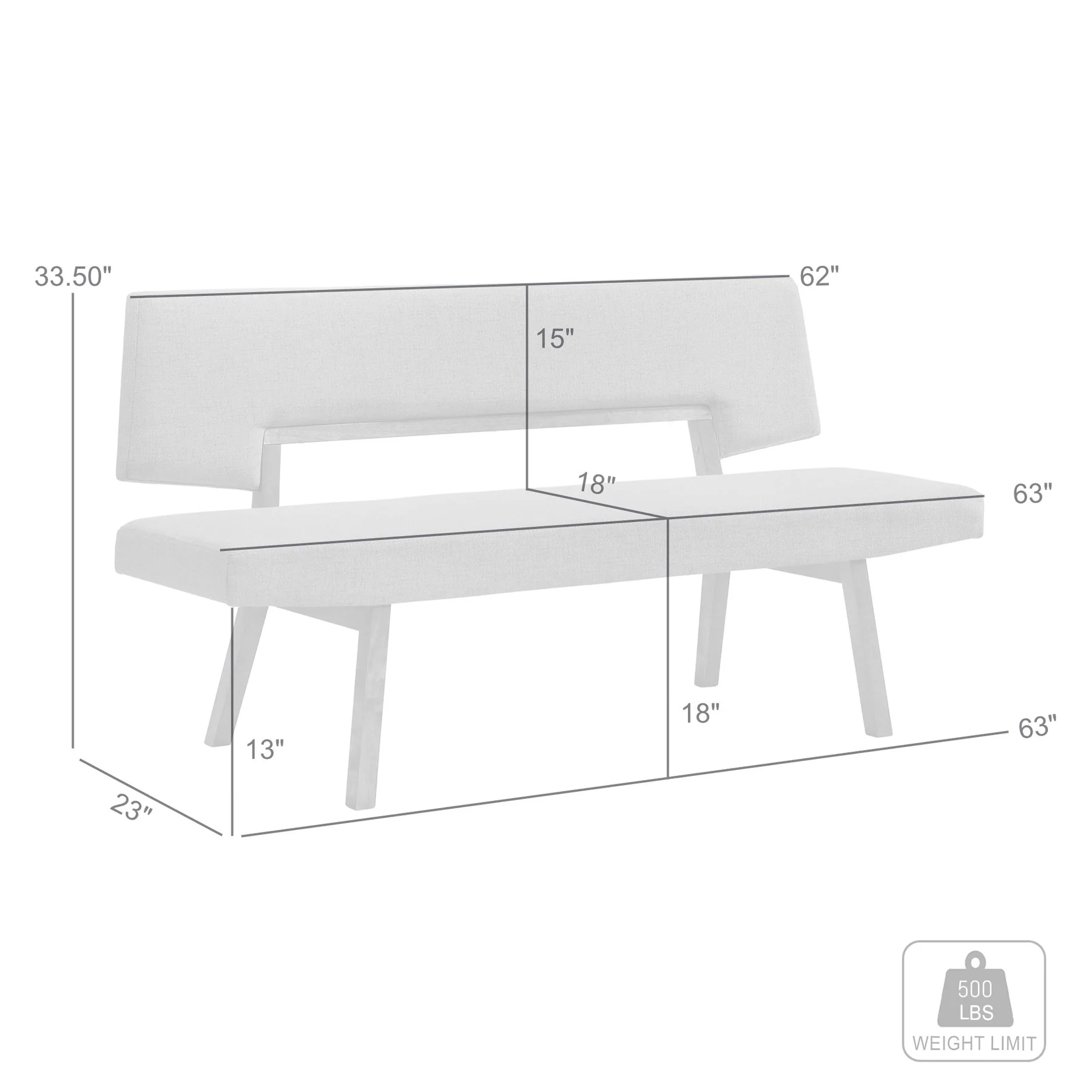 Channell Wood Dining Bench in Walnut Finish with Charcoal Fabric - Image 6