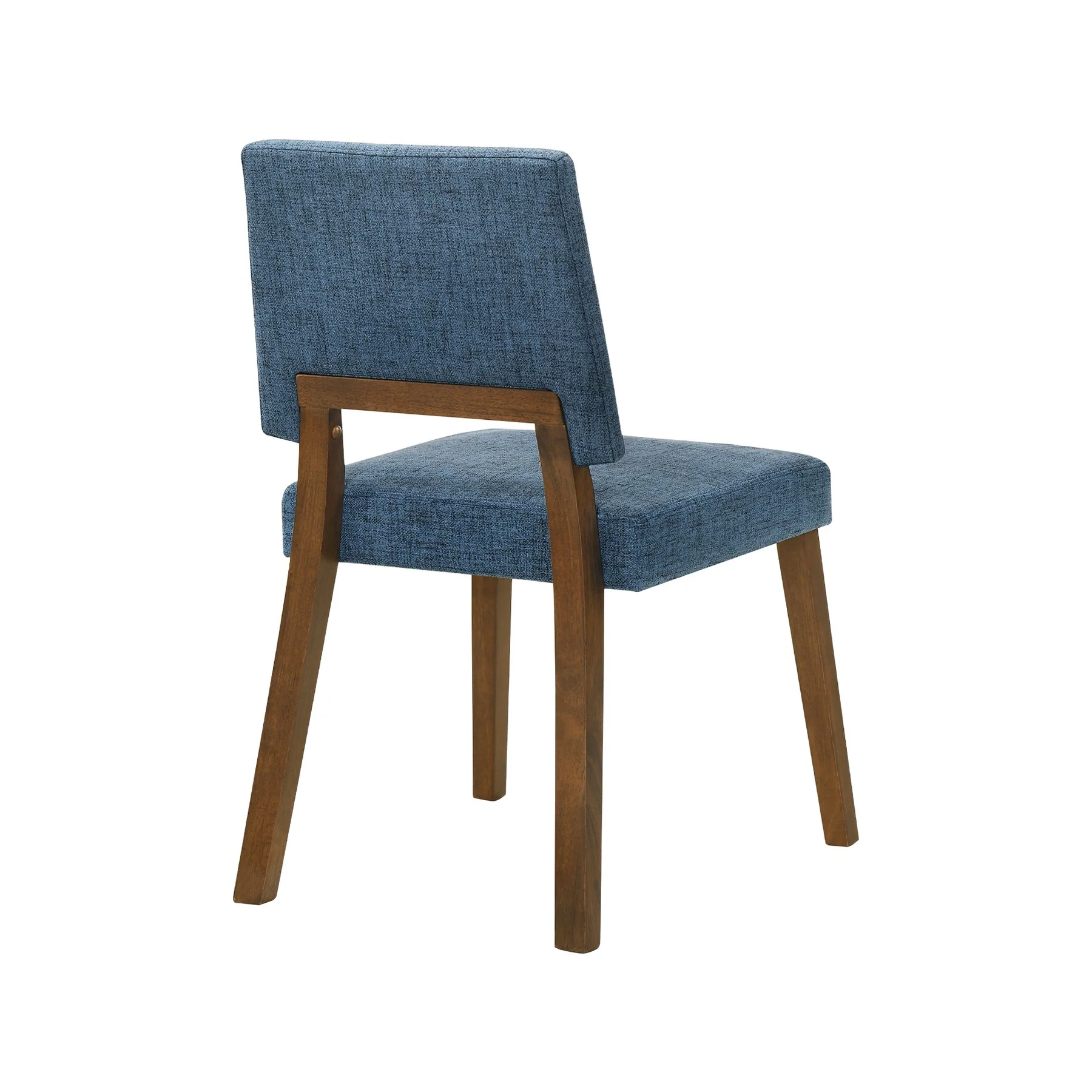 Channell Wood Dining Chair in Walnut Finish with Blue Fabric - Set of 2 - Image 4