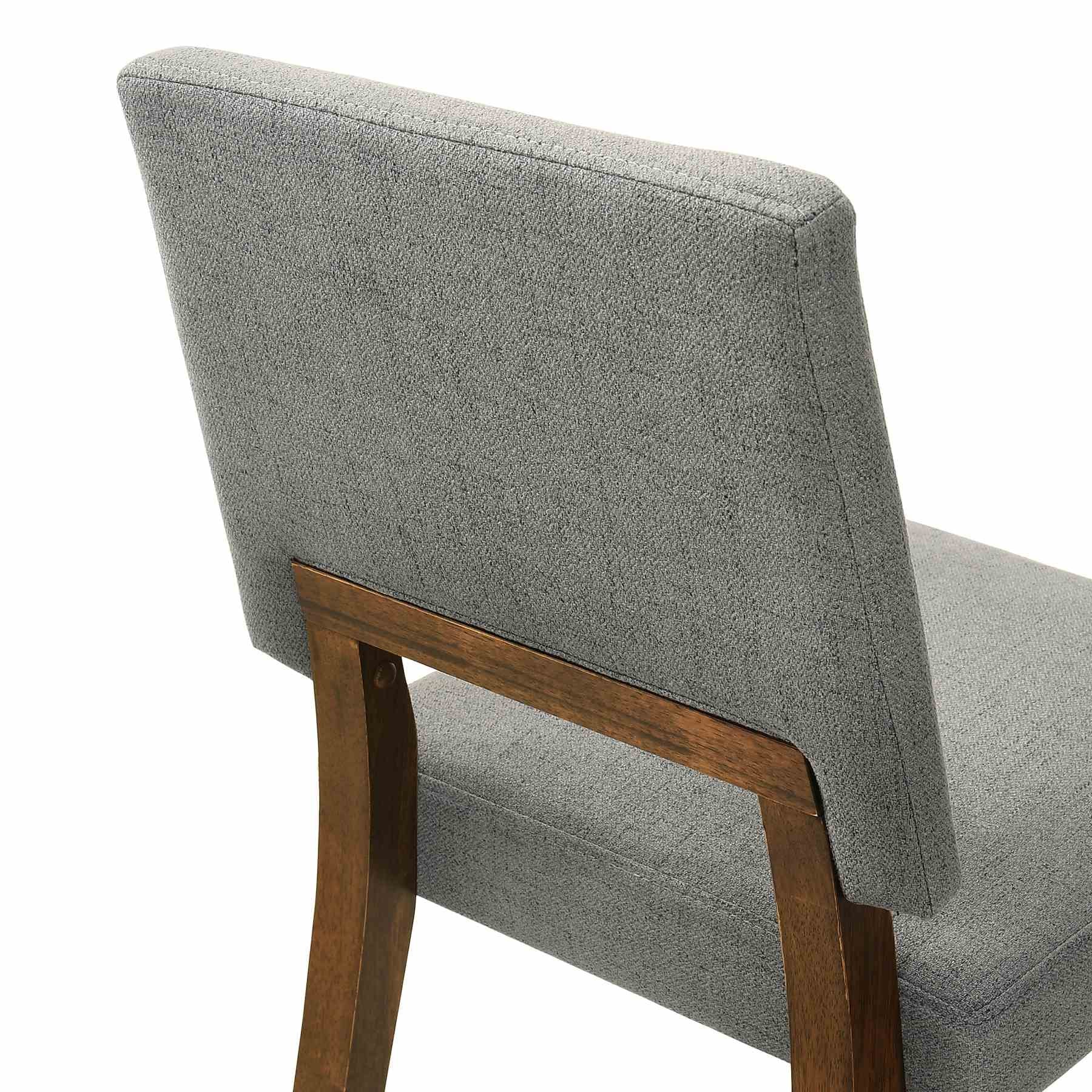 Channell Wood Dining Chair in Walnut Finish with Charcoal Fabric - Set of 2 - Image 6