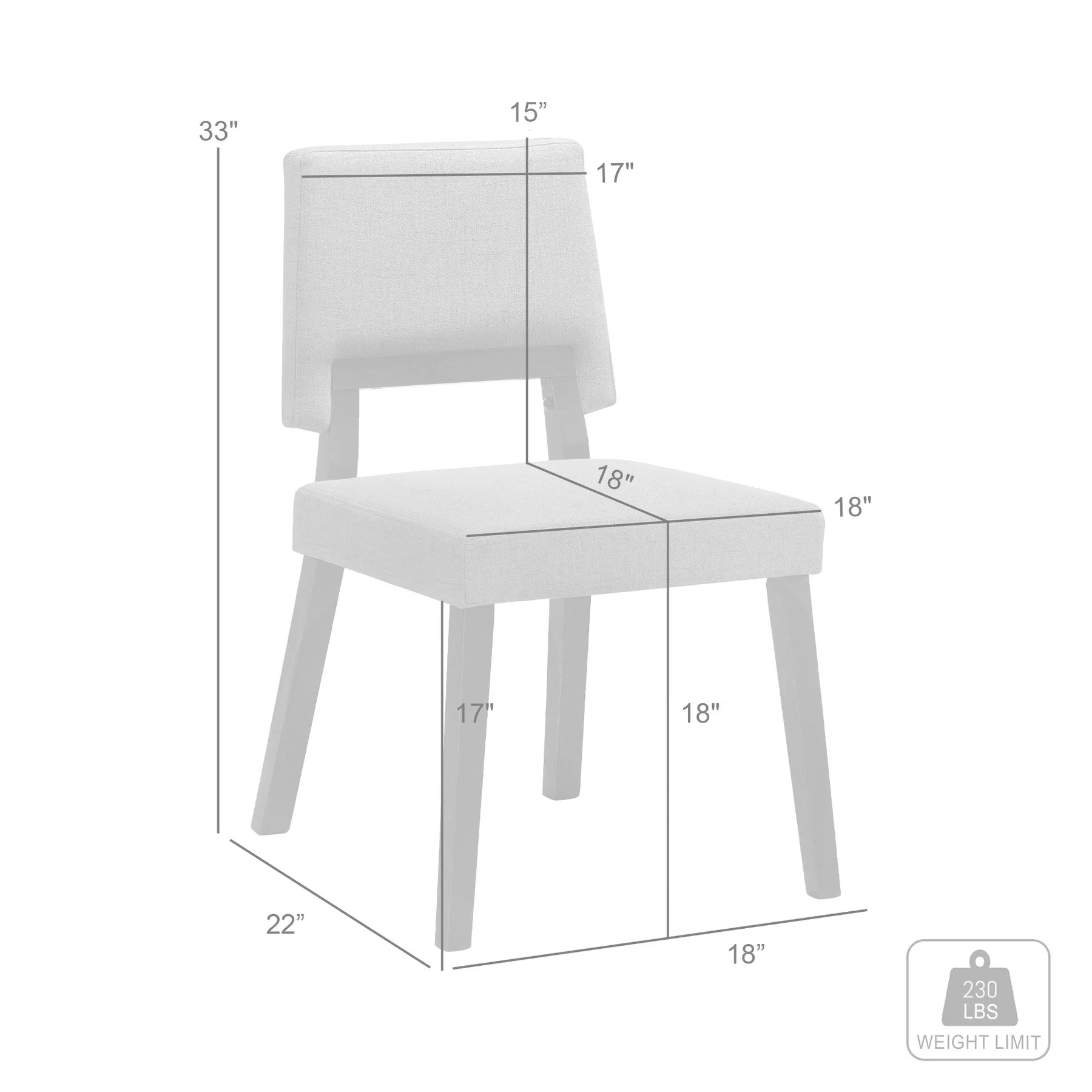 Channell Wood Dining Chair in Walnut Finish with Charcoal Fabric - Set of 2 - Image 7