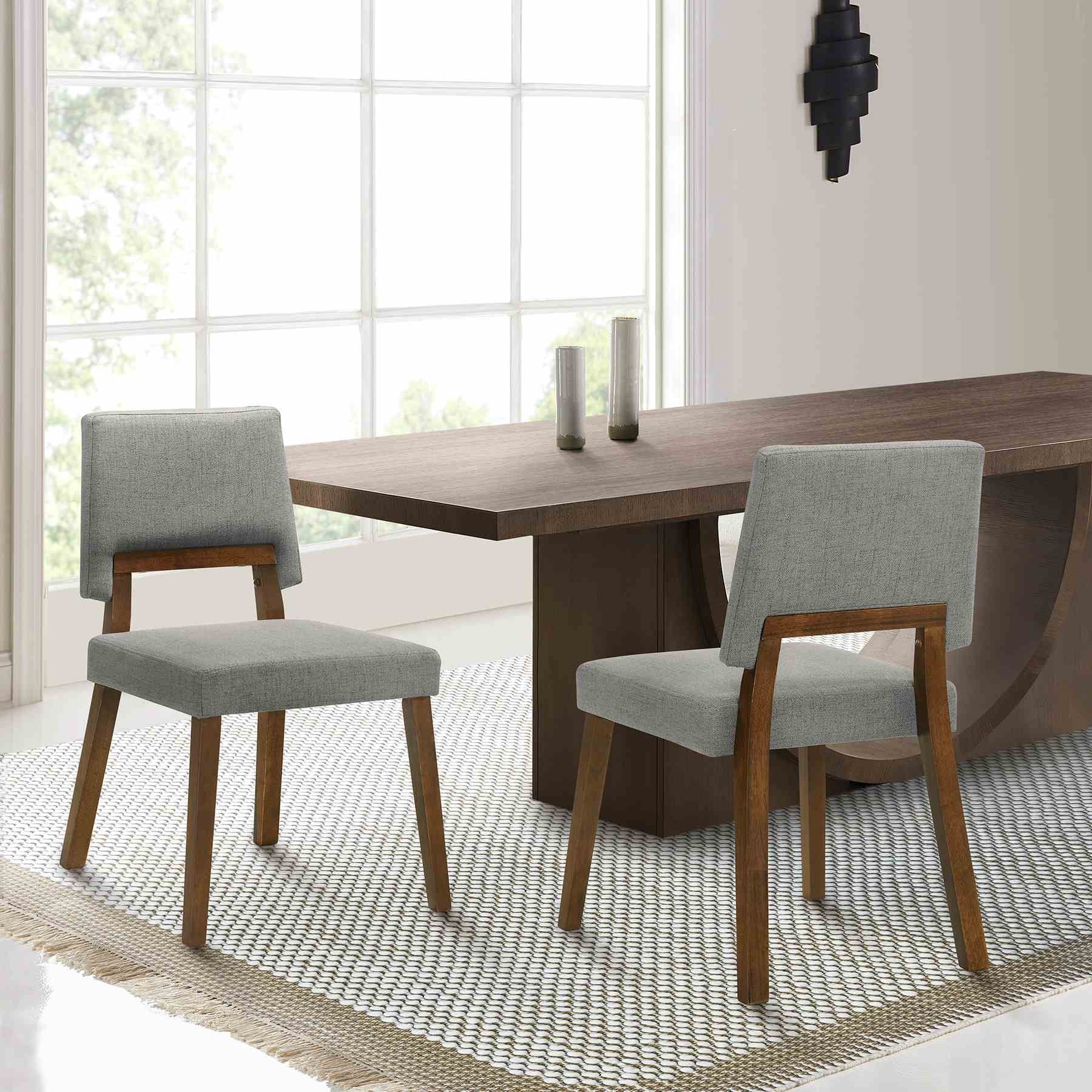 Channell Wood Dining Chair in Walnut Finish with Charcoal Fabric - Set of 2 - Image 8