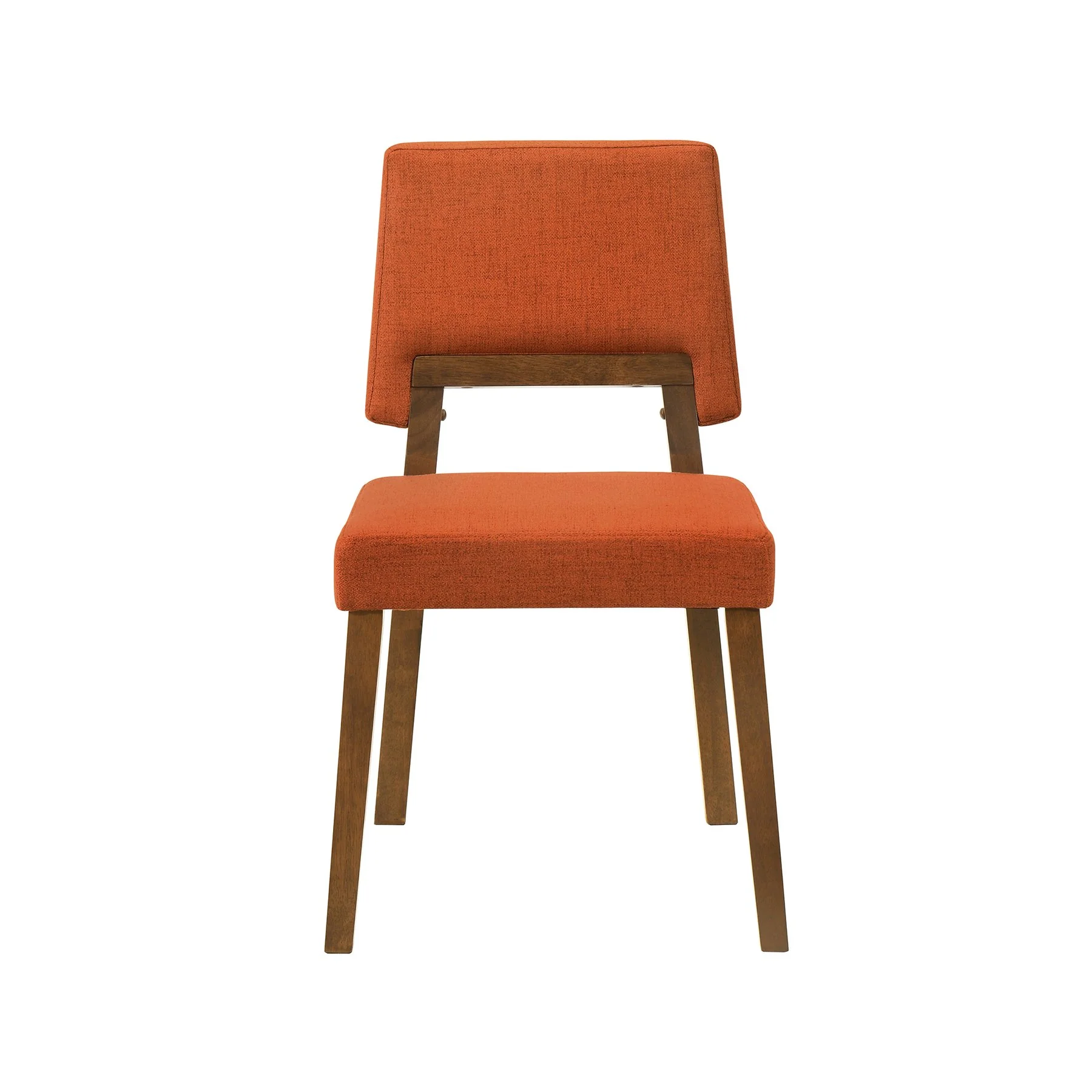 Channell Wood Dining Chair in Walnut Finish with Orange Fabric - Set of 2 - Image 3
