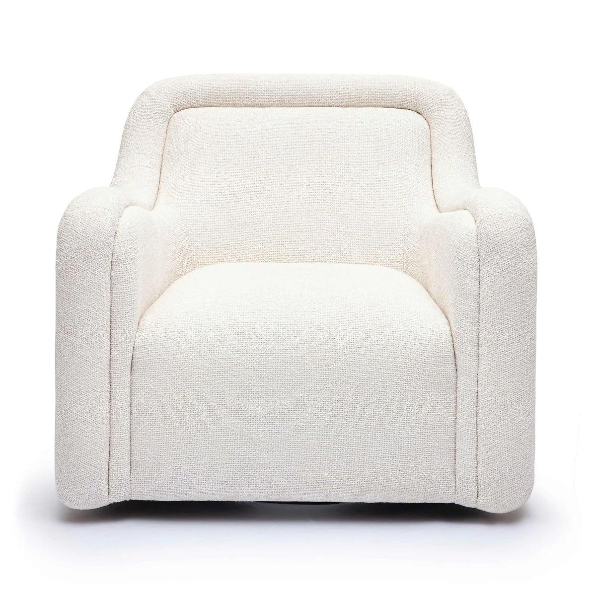 Charli Cream Basketweave Chenille Swivel Chair - Image 3