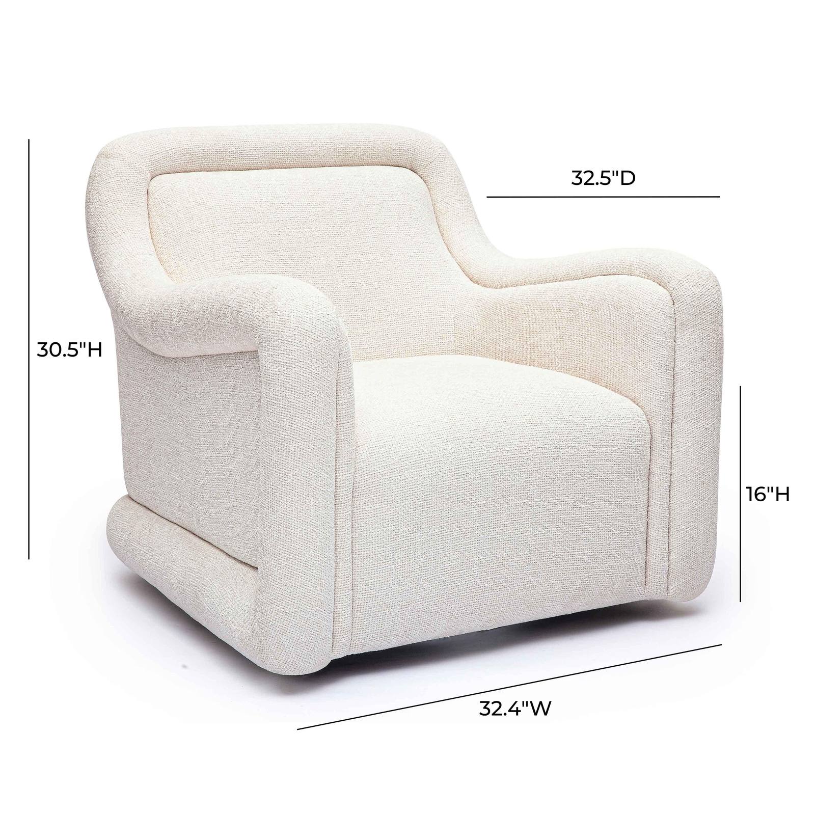 Charli Cream Basketweave Chenille Swivel Chair - Image 7