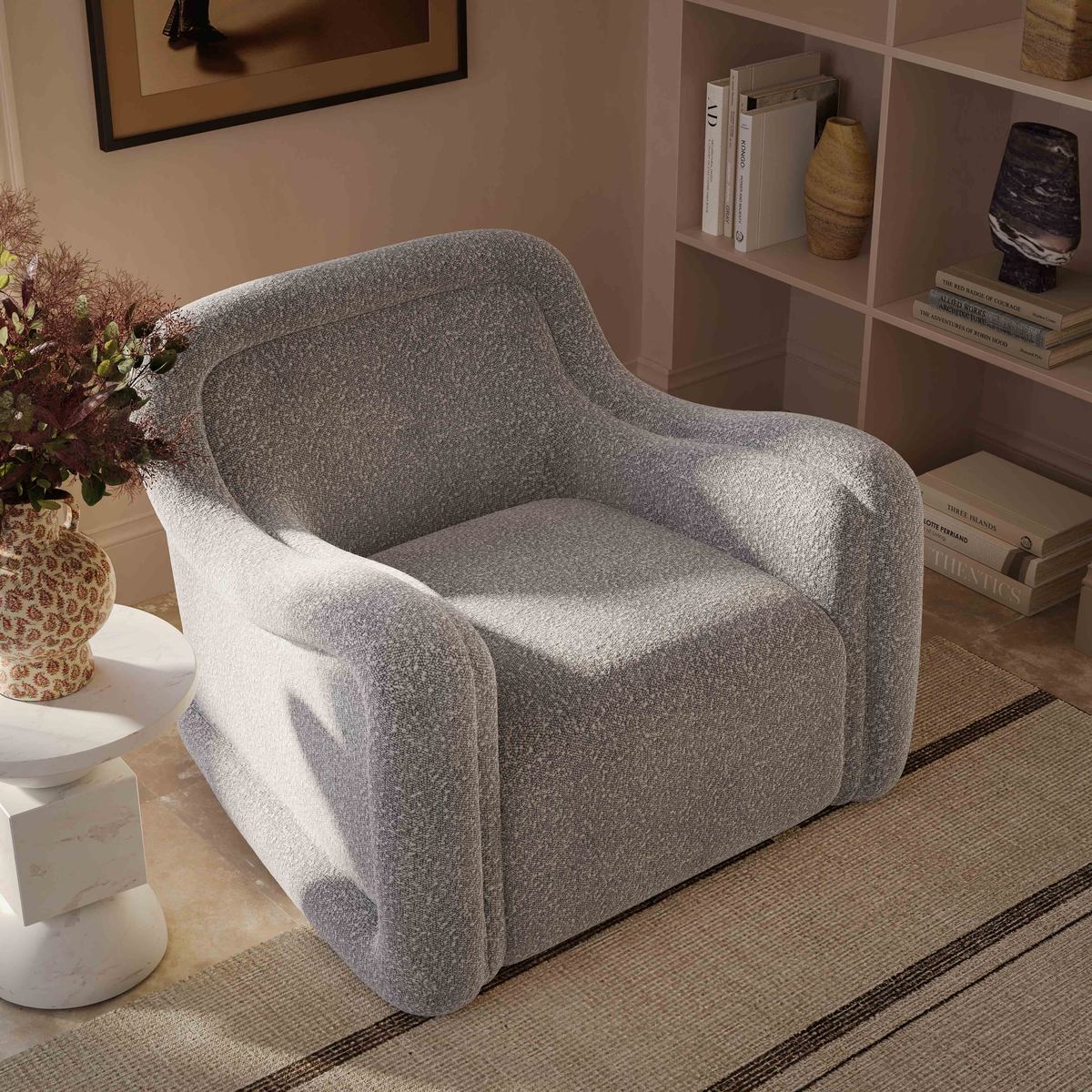 Charli Grey Boucle Swivel Chair - Image 2