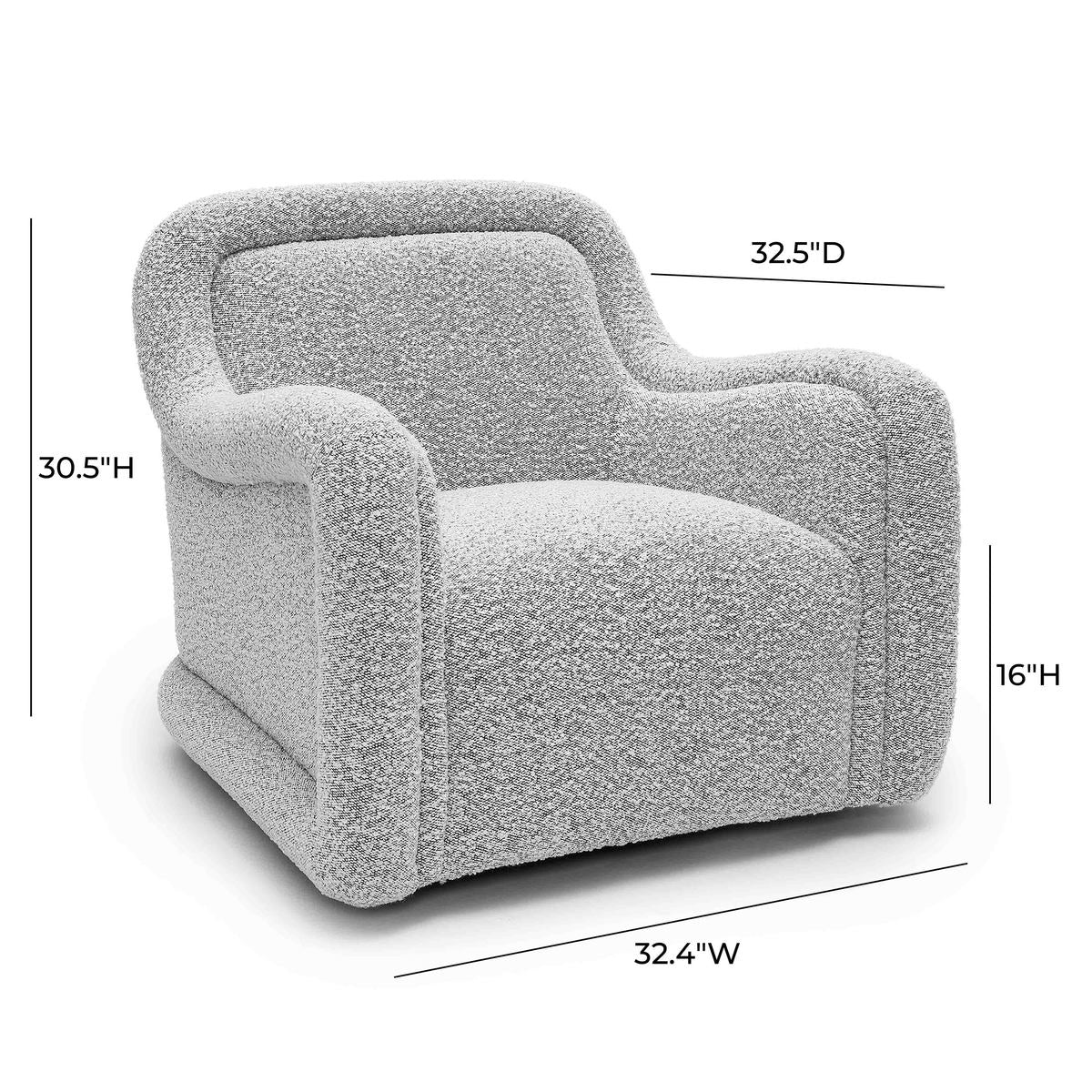 Charli Grey Boucle Swivel Chair - Image 6