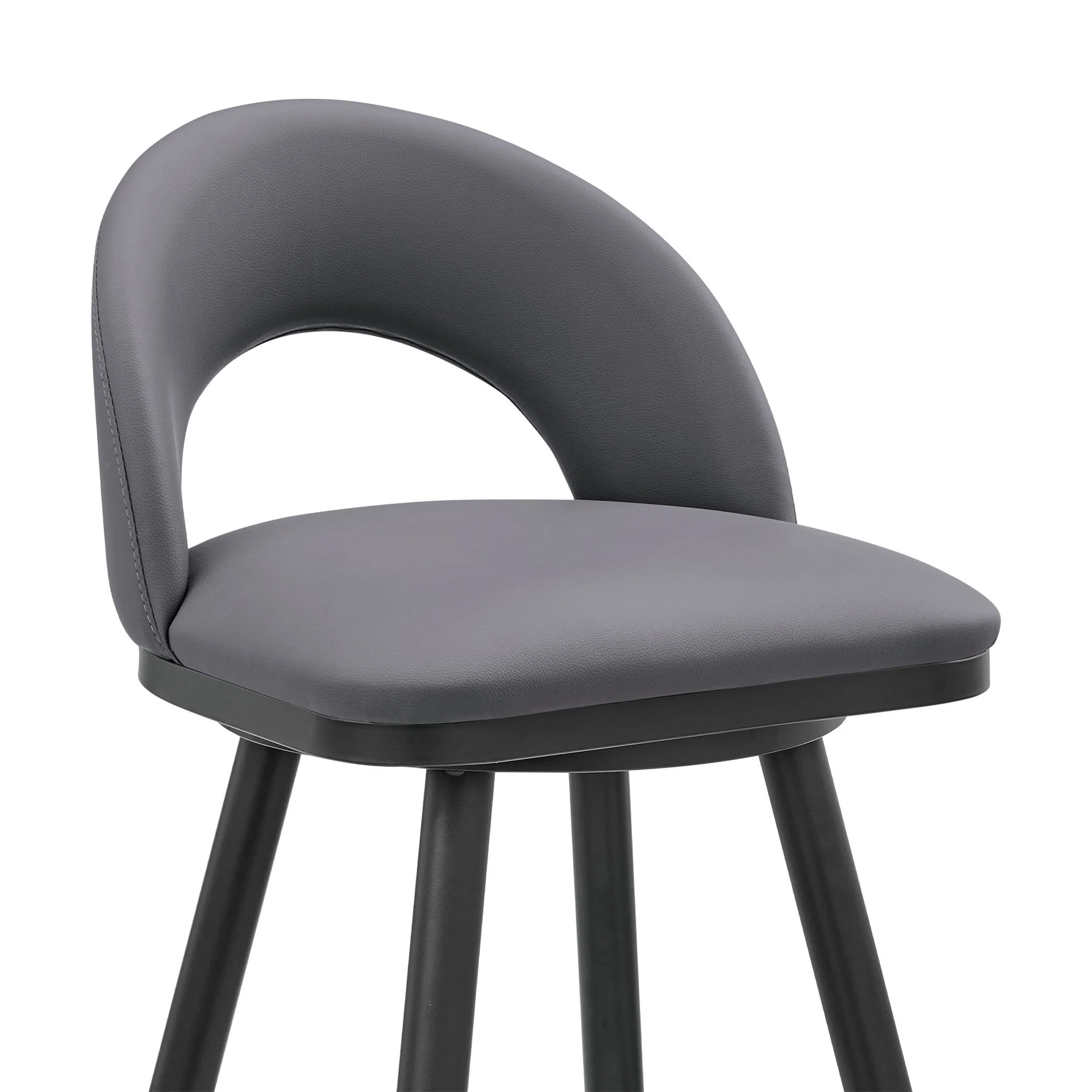 Charlotte Swivel Counter Stool in Black Metal and Gray Faux Leather - Image 6