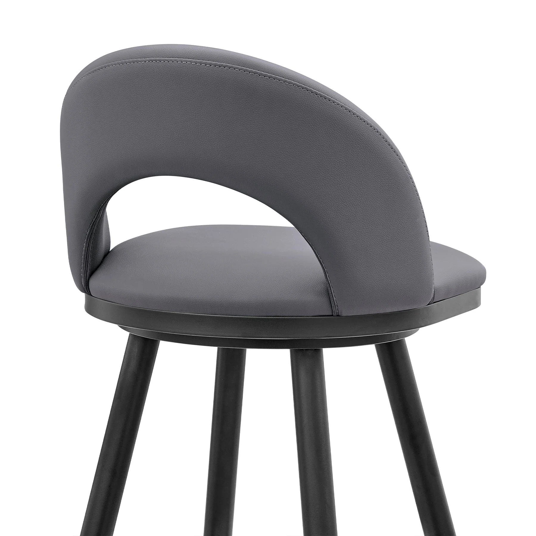 Charlotte Swivel Counter Stool in Black Metal and Gray Faux Leather - Image 7