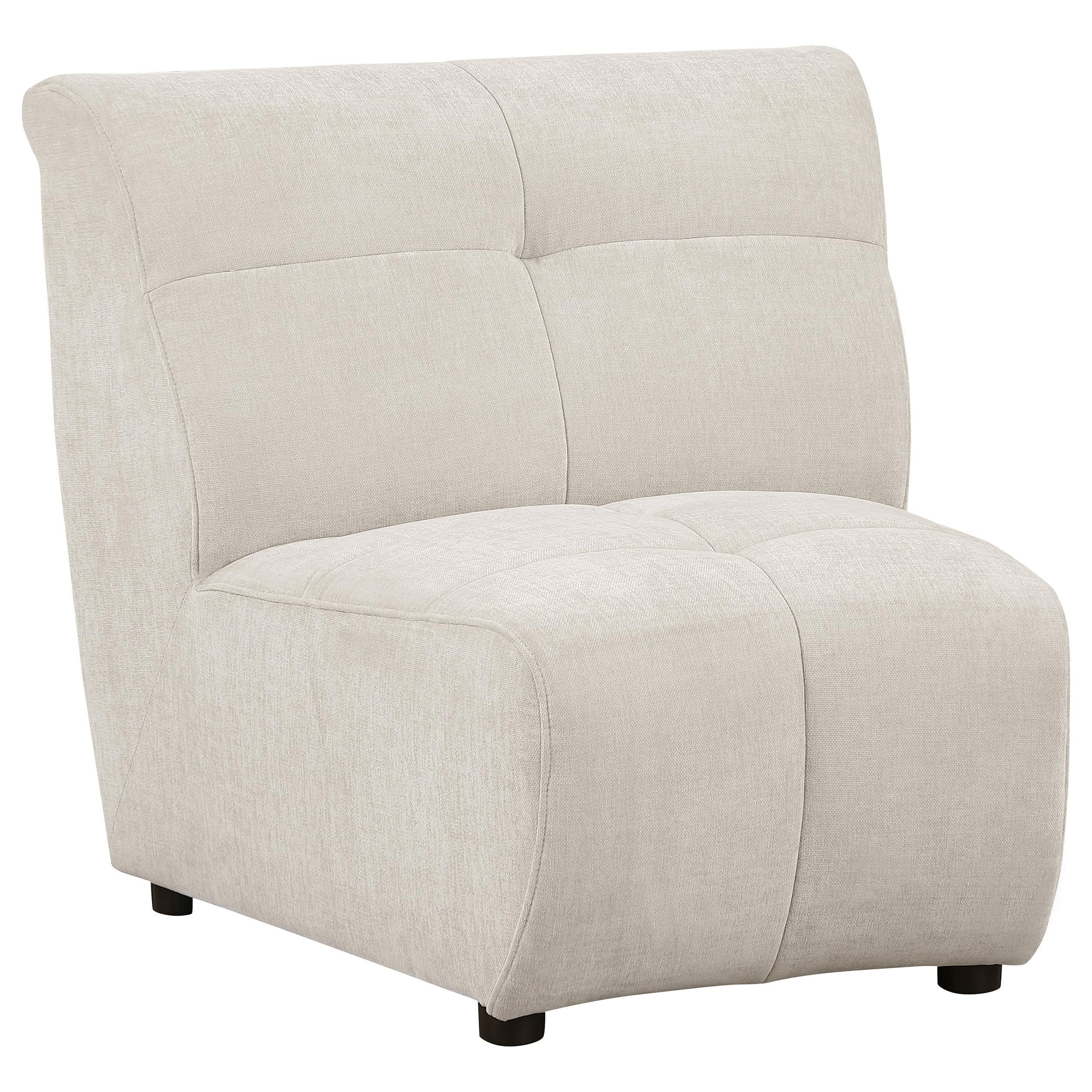 Charlotte Upholstered Curved Armless Chair Ivory - Image 2