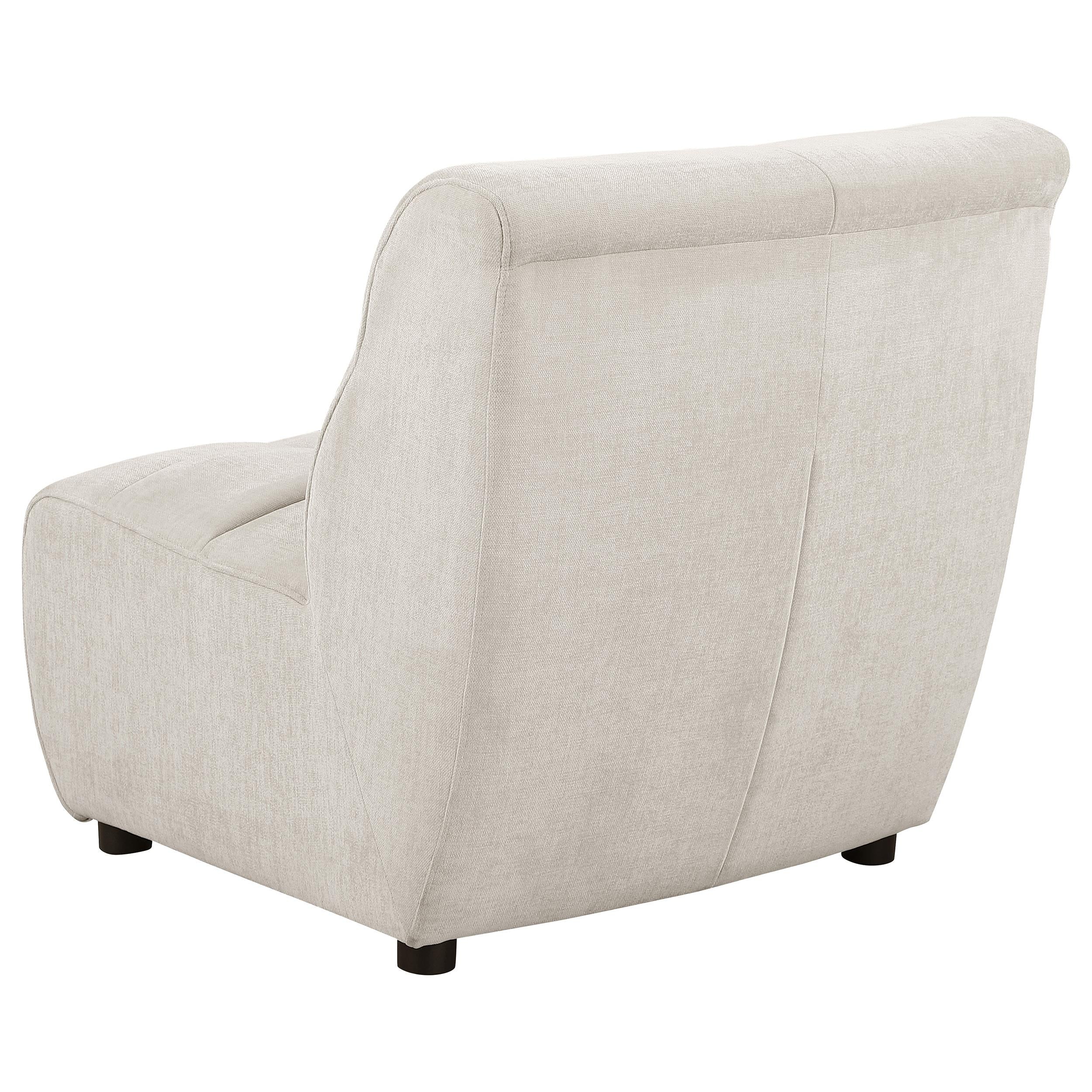 Charlotte Upholstered Curved Armless Chair Ivory - Image 6