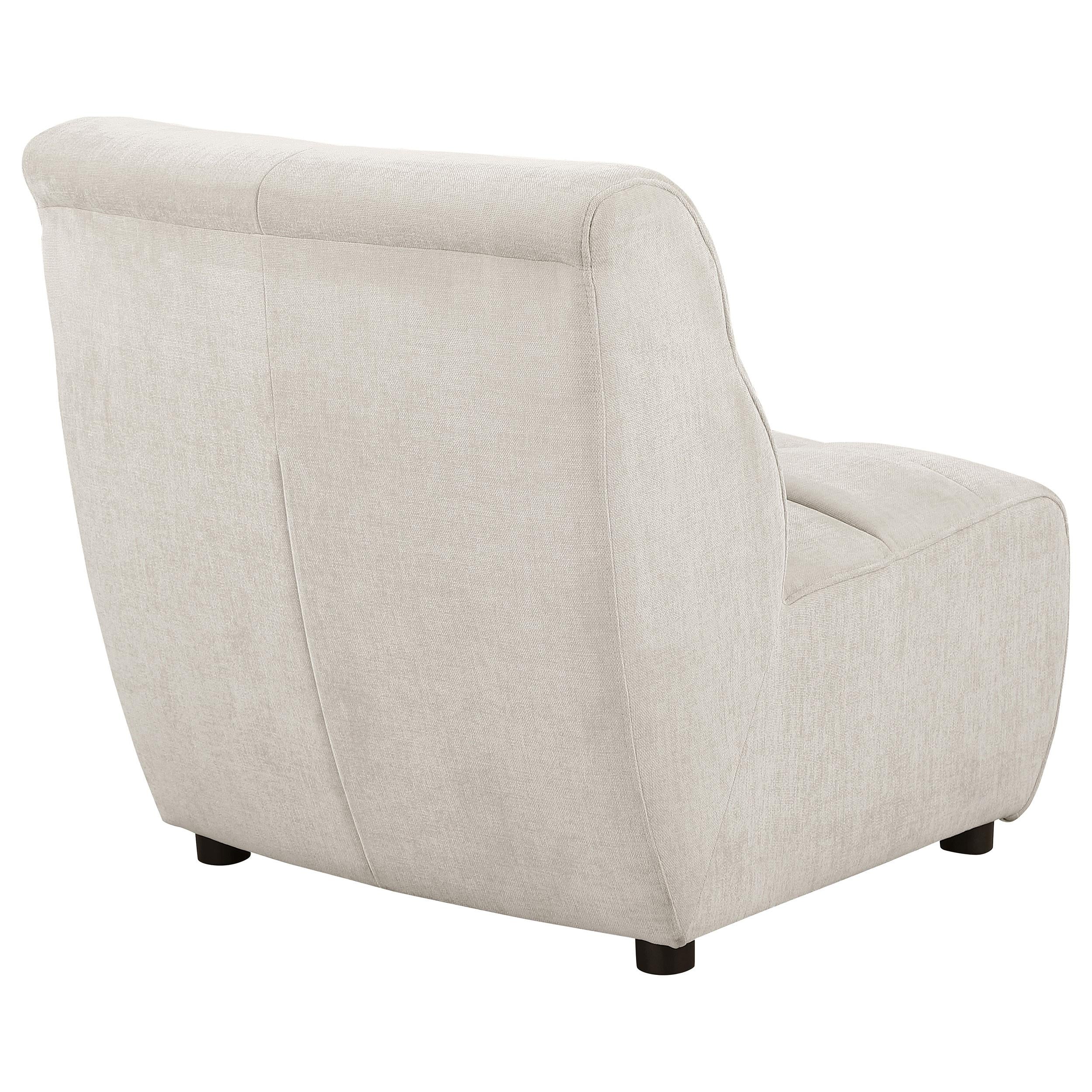 Charlotte Upholstered Curved Armless Chair Ivory - Image 7