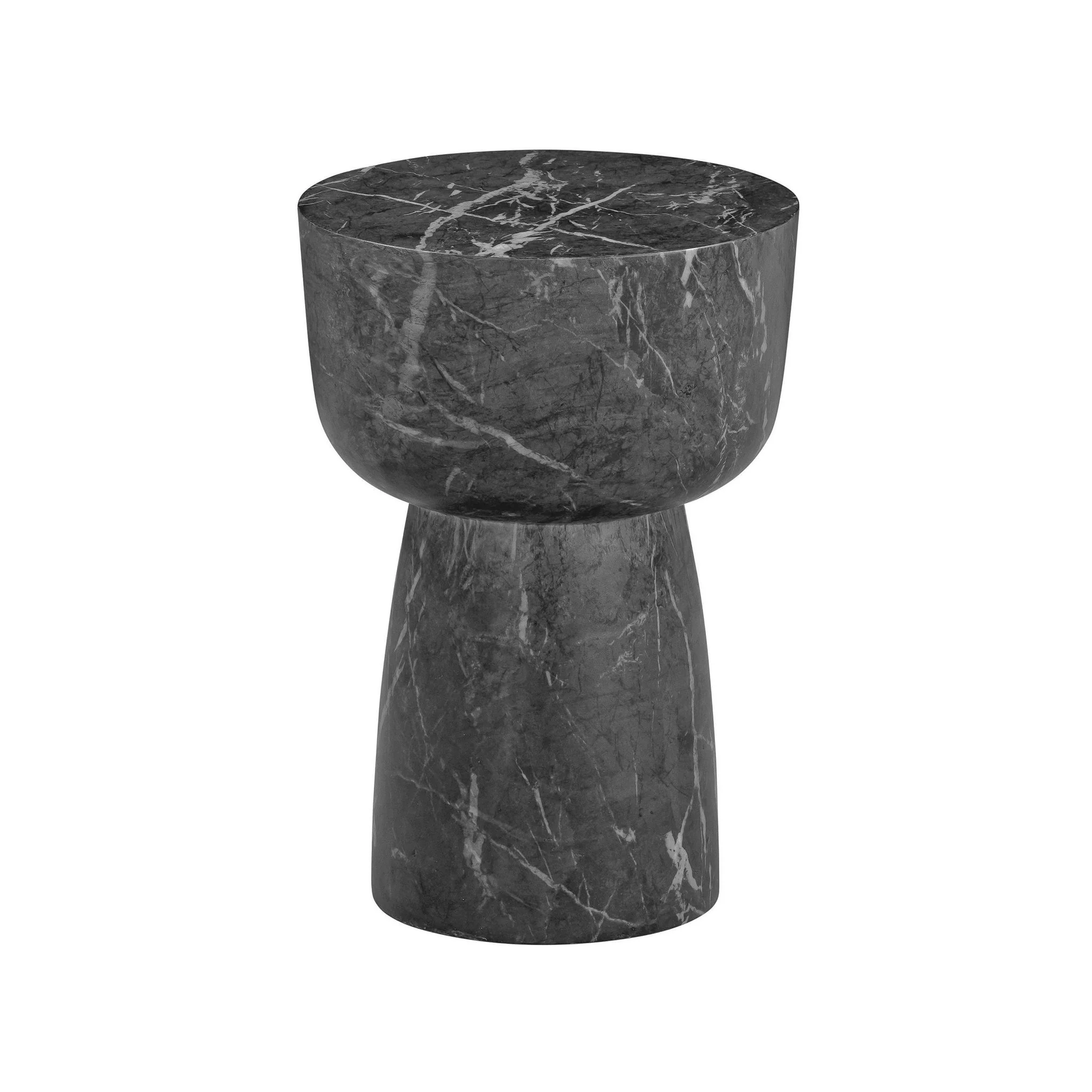 Charra Black Faux Marble Indoor/Outdoor Side Table - Image 3