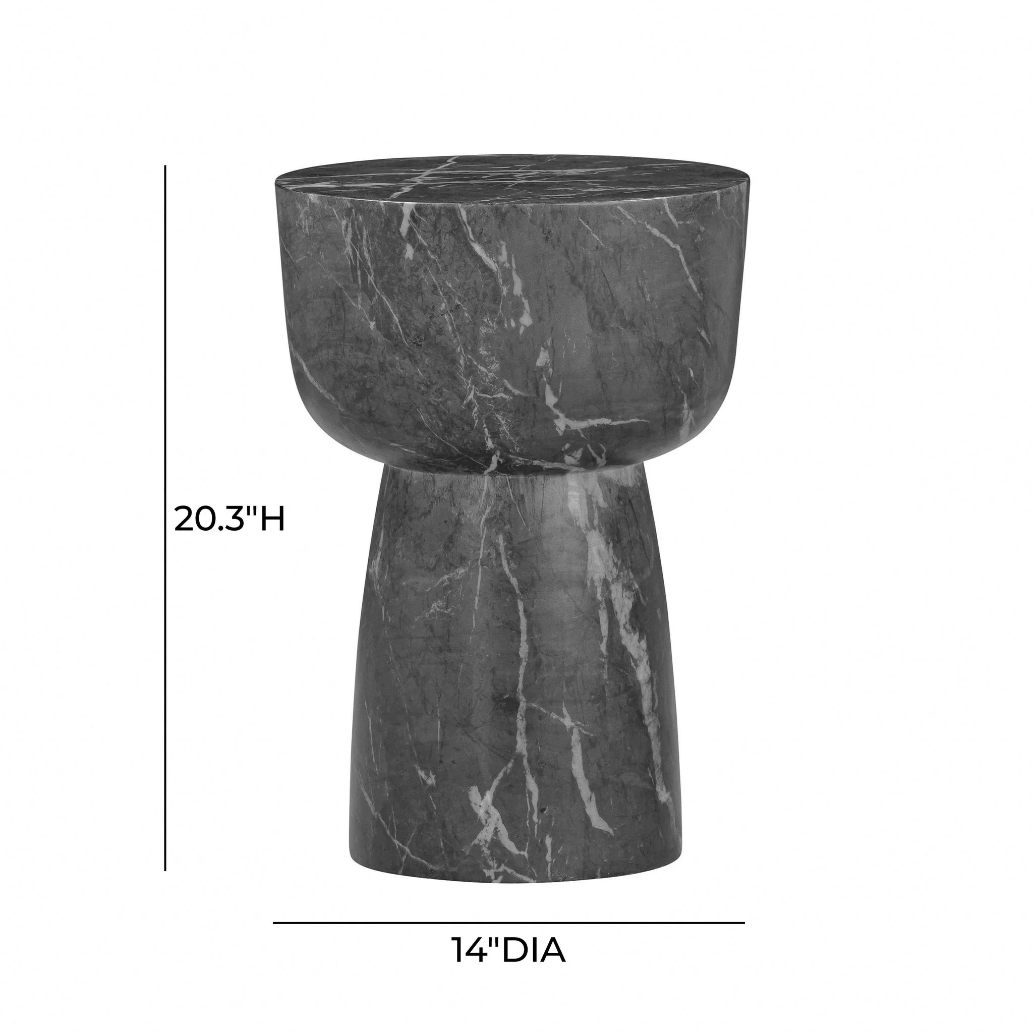 Charra Black Faux Marble Indoor/Outdoor Side Table - Image 6
