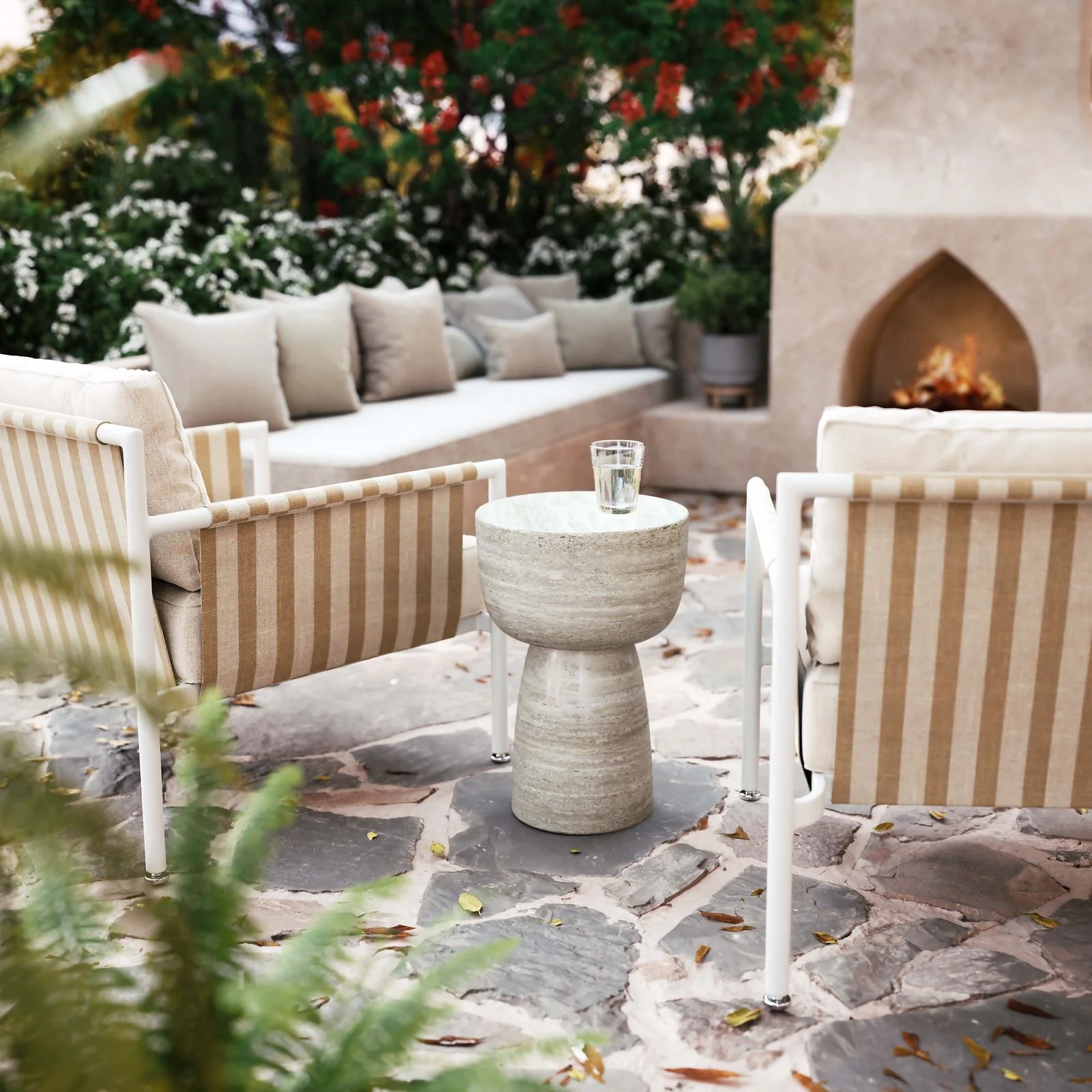 Charra Faux Travertine Indoor/Outdoor Side Table - Image 2