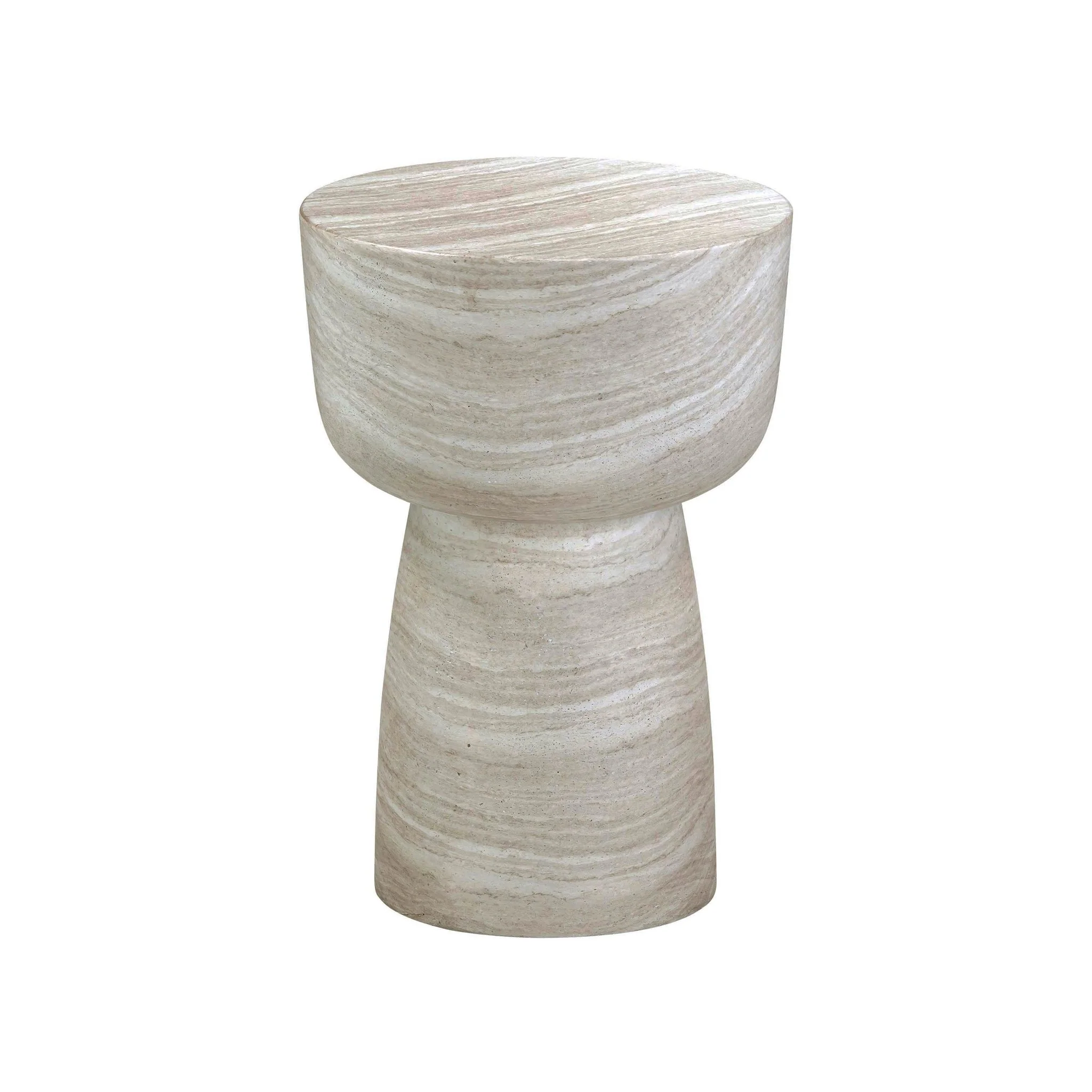 Charra Faux Travertine Indoor/Outdoor Side Table - Image 3