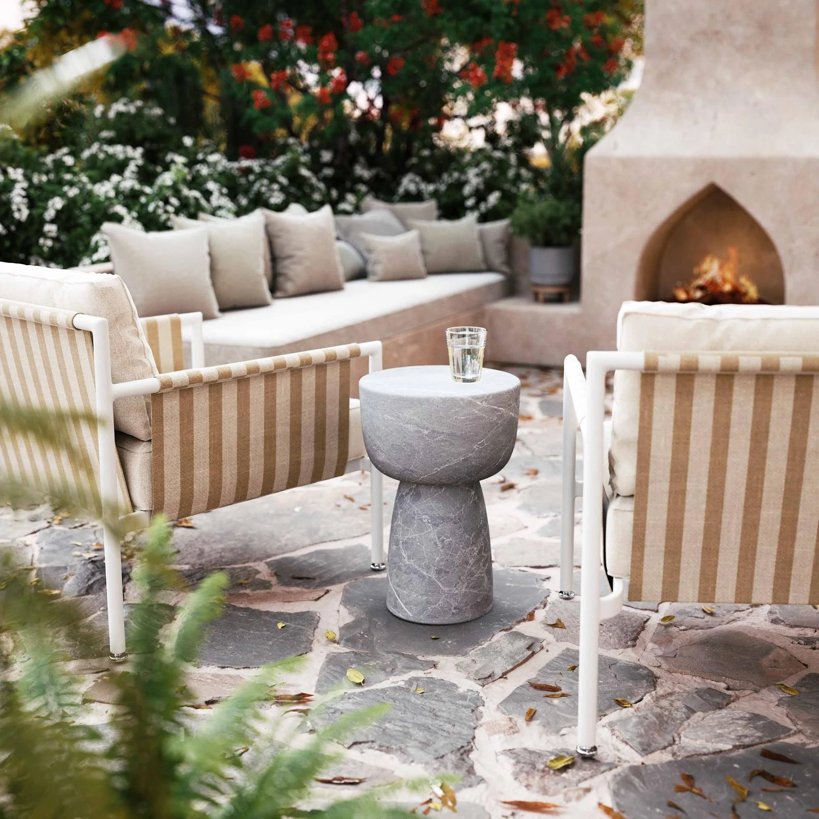 Charra Grey Faux Marble Indoor/Outdoor Side Table - Image 2