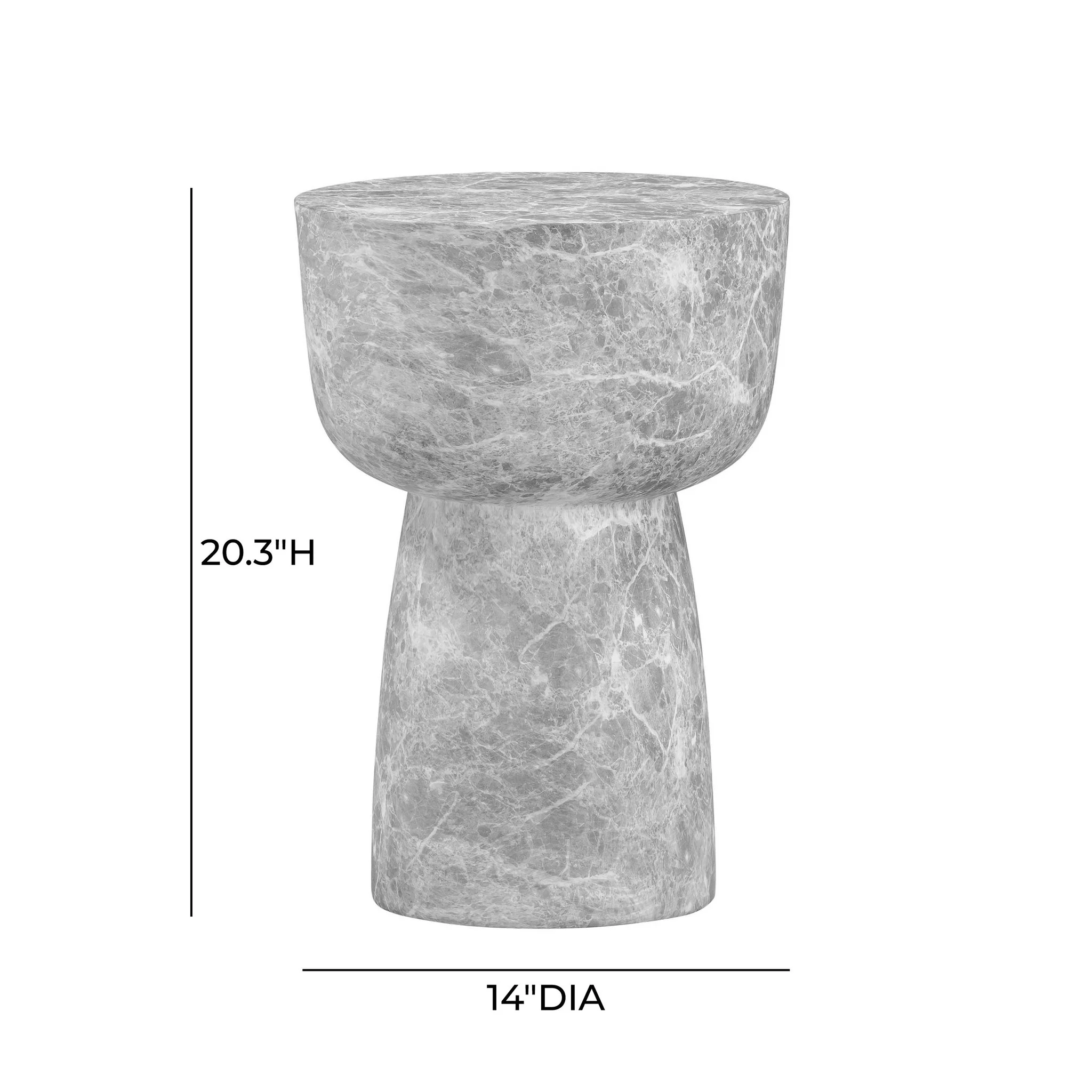 Charra Grey Faux Marble Indoor/Outdoor Side Table - Image 6