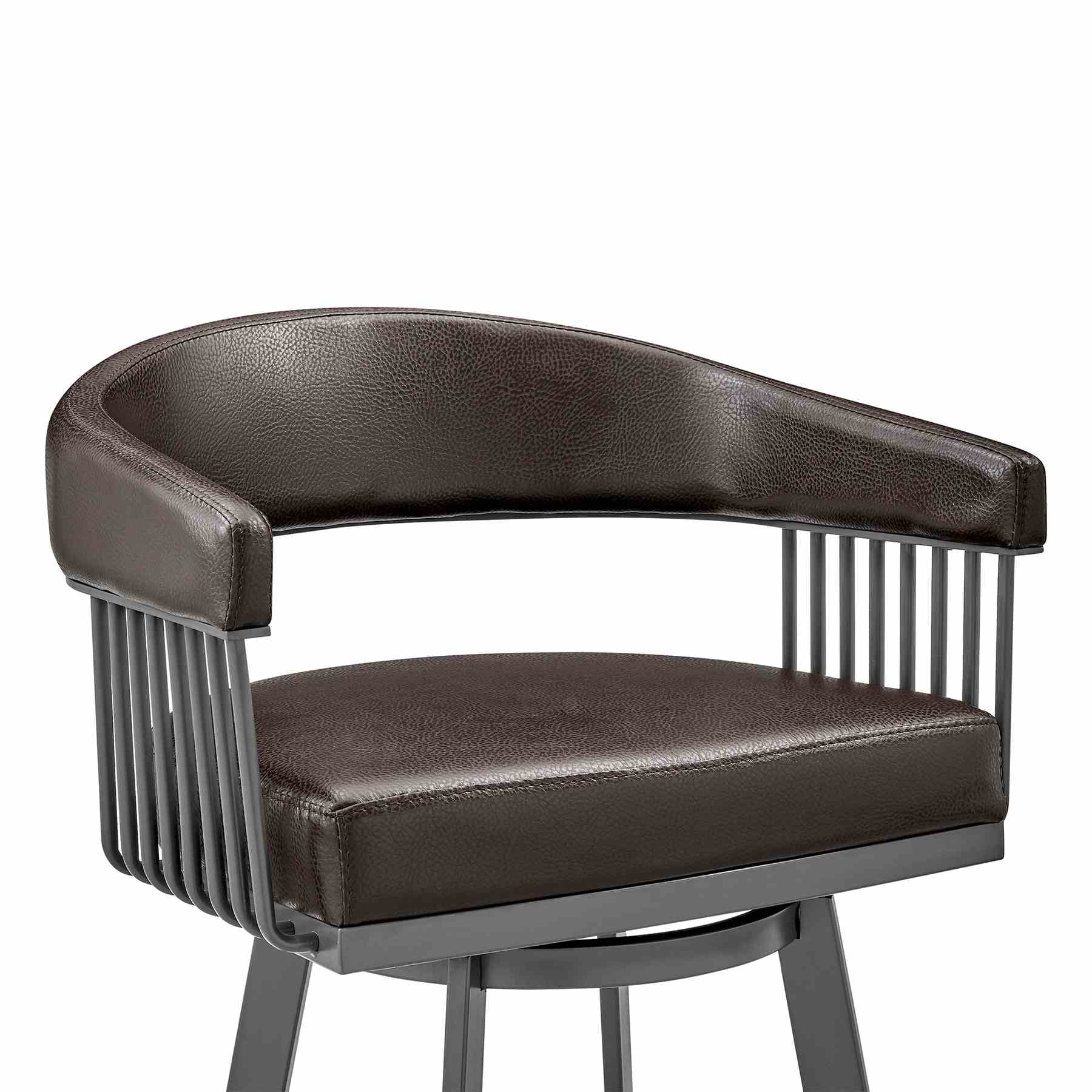 Chelsea 25" Swivel Counter Stool with Java Silver Finish and Chocolate Faux Leather - Image 6