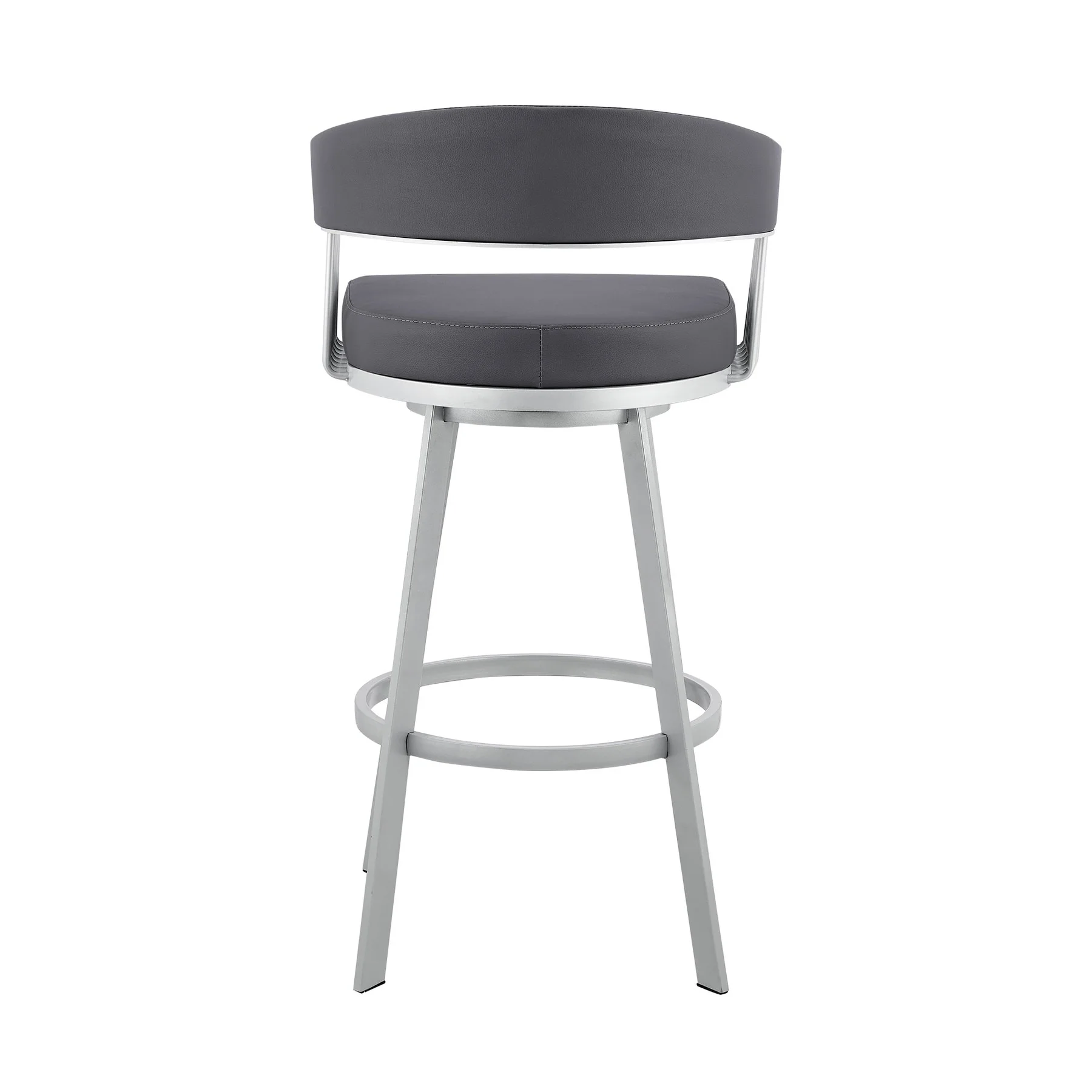 Chelsea 25" Swivel Counter Stool with Silver Metal Finish and Slate Gray Faux Leather - Image 5