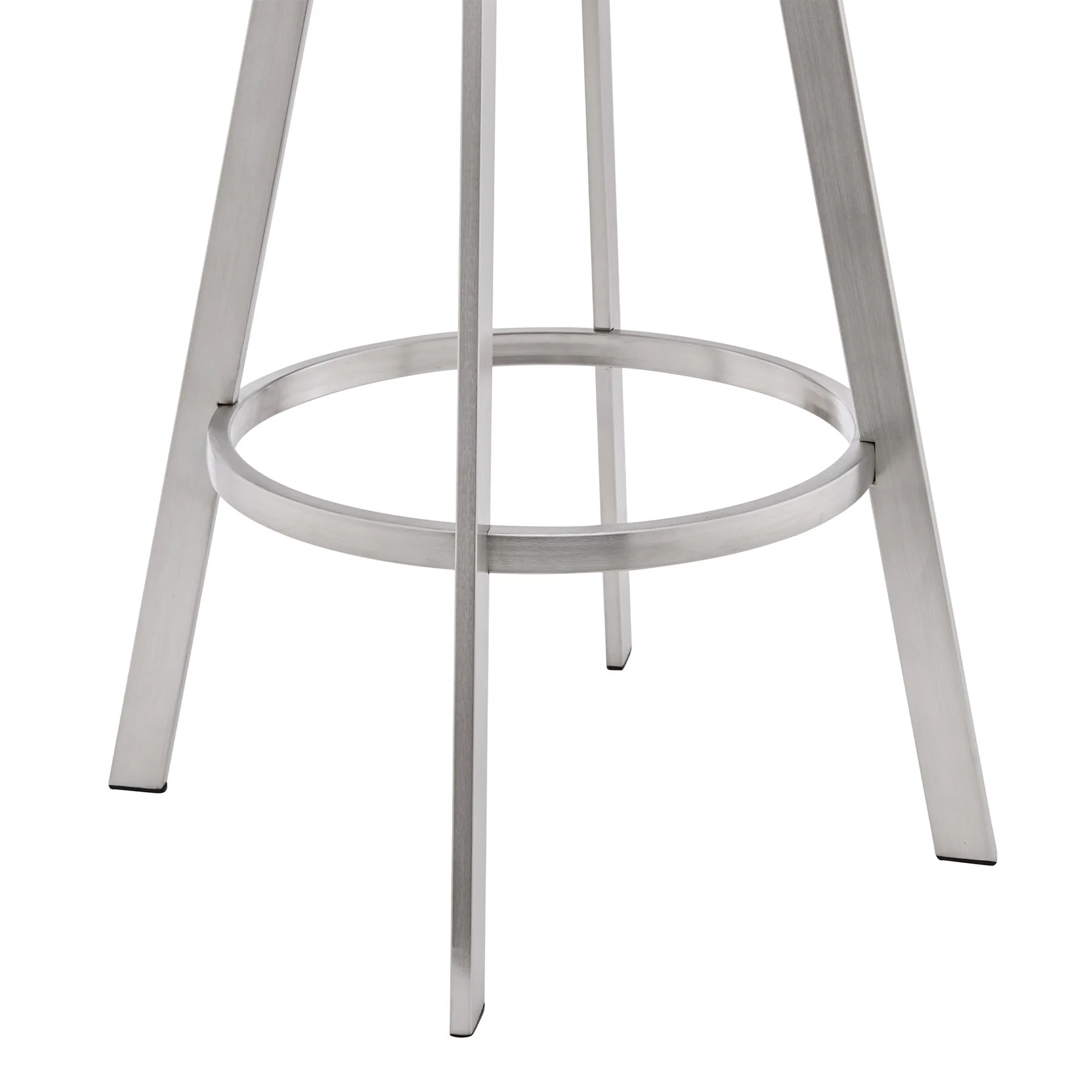 Chelsea 29" Swivel Bar Stool with Brushed Stainless Steel and Black Faux Leather - Image 6