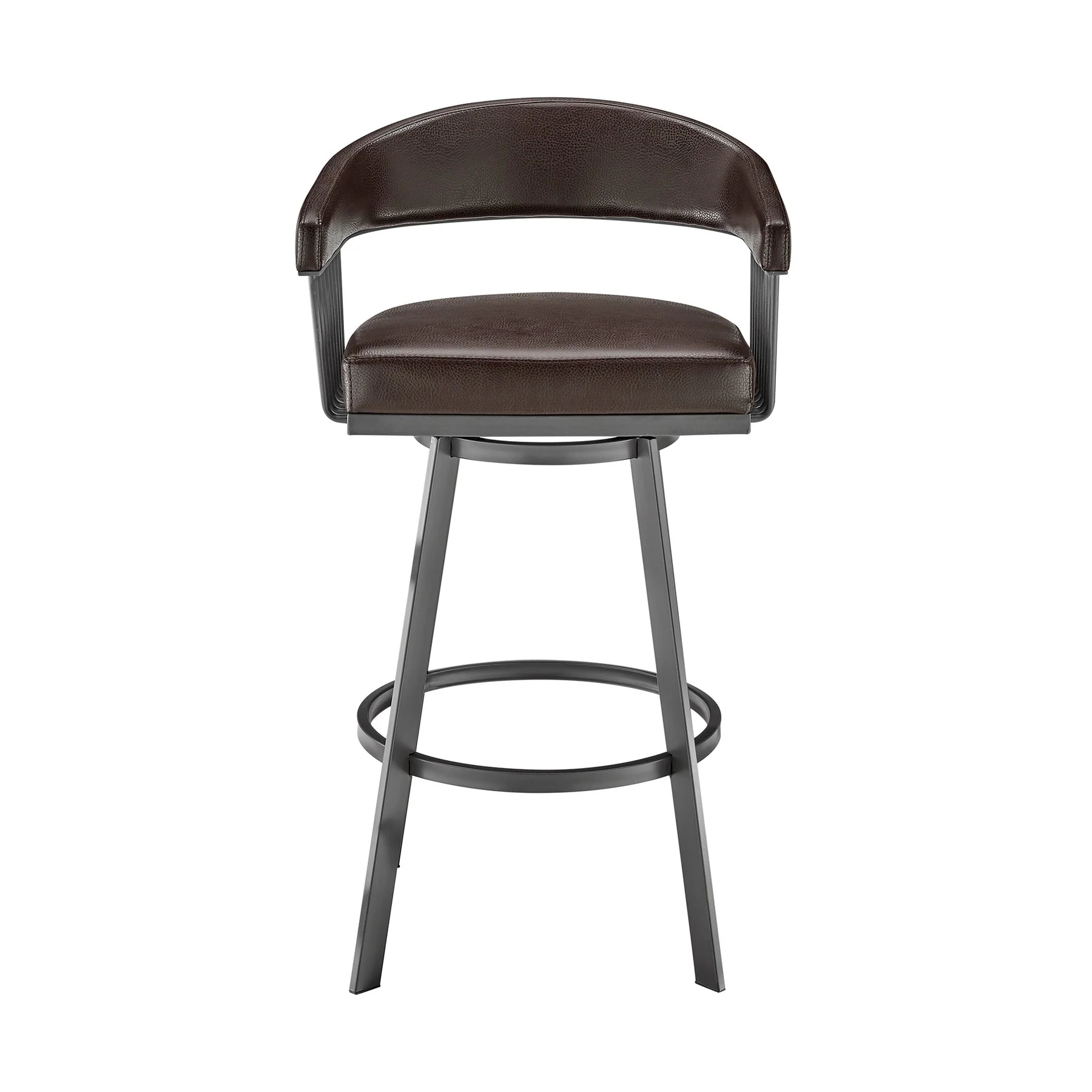 Chelsea 29" Swivel Bar Stool with Java Silver Finish and Chocolate Faux Leather - Image 2