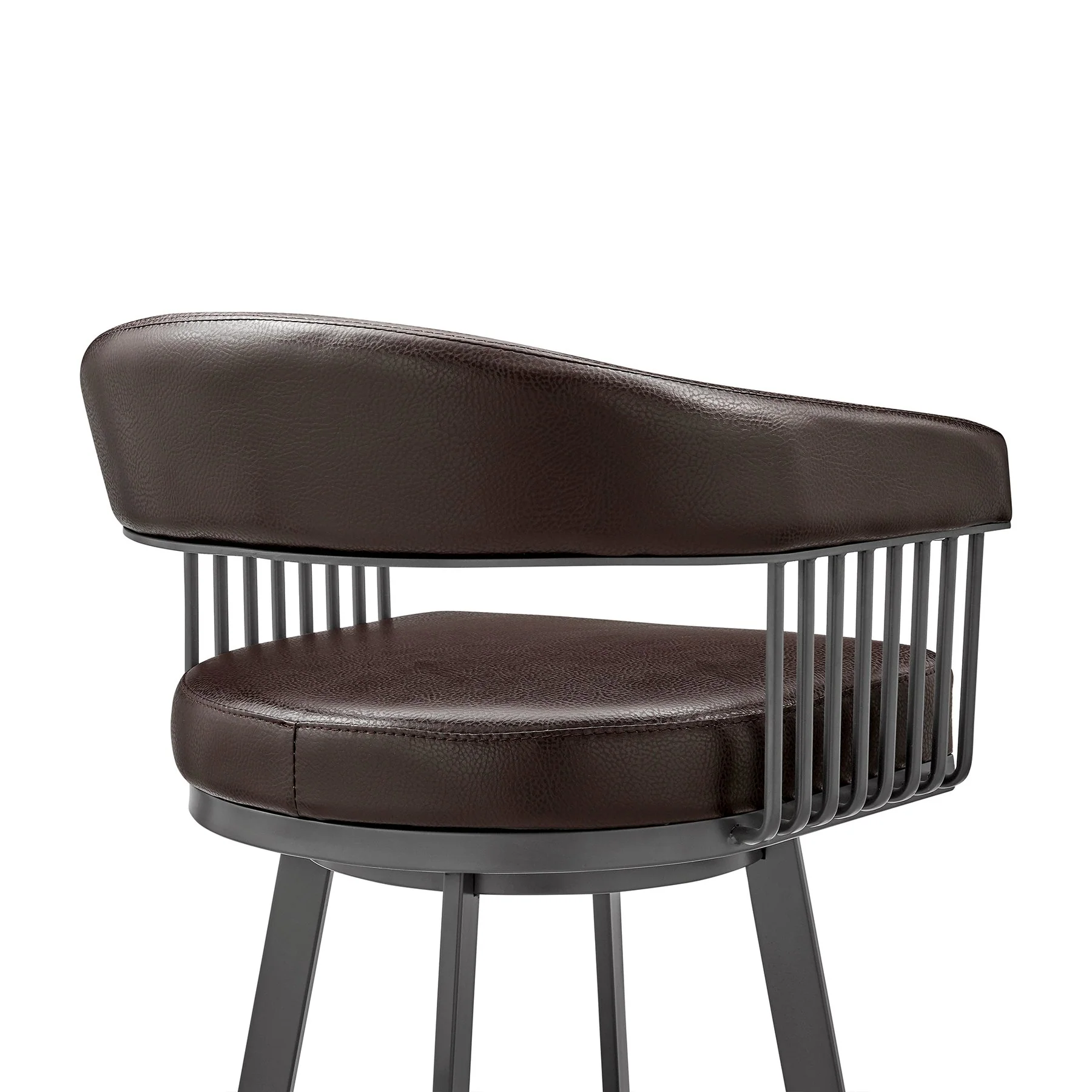 Chelsea 29" Swivel Bar Stool with Java Silver Finish and Chocolate Faux Leather - Image 7