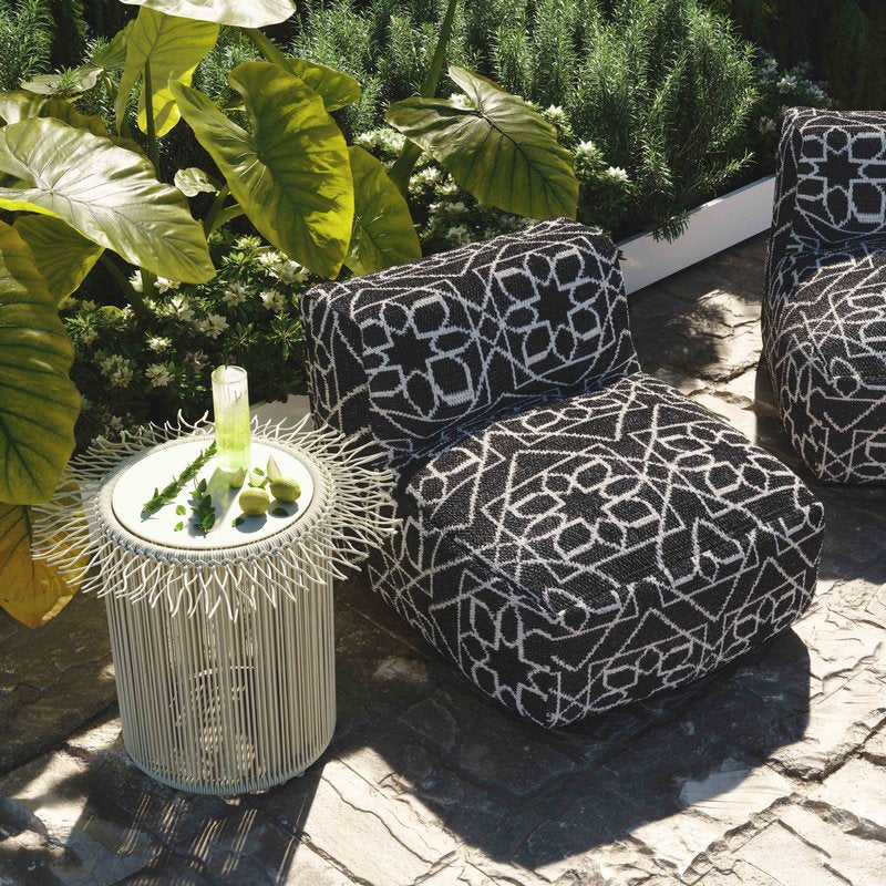 Chiara Outdoor Black Accent Pouf - Image 2