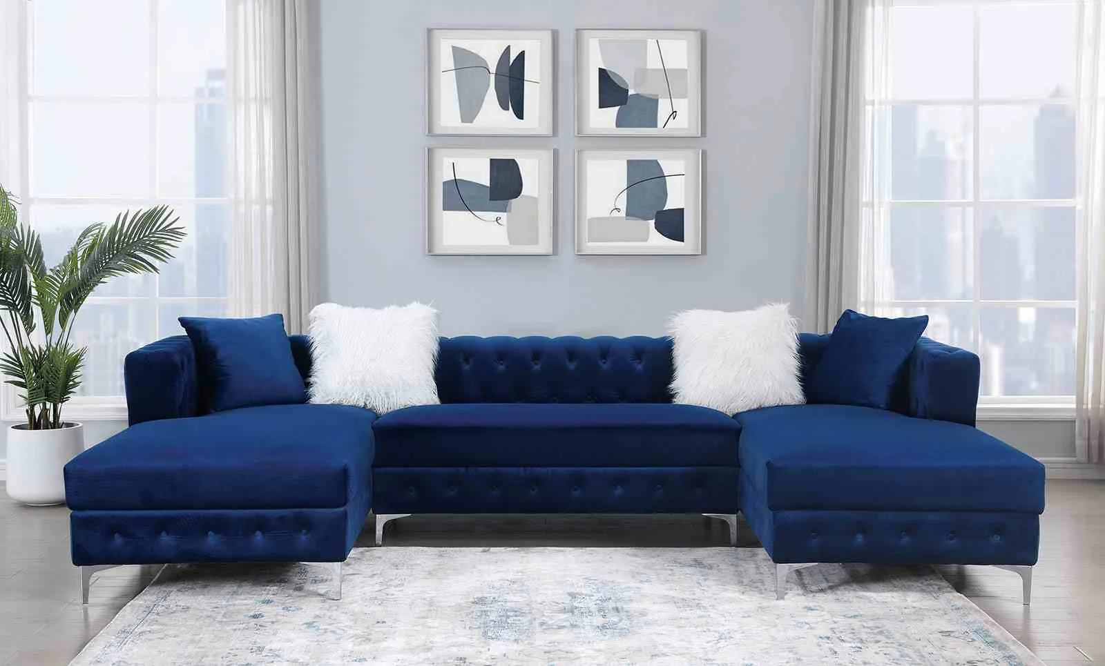 Ciabattoni Sectional, Navy - Image 2