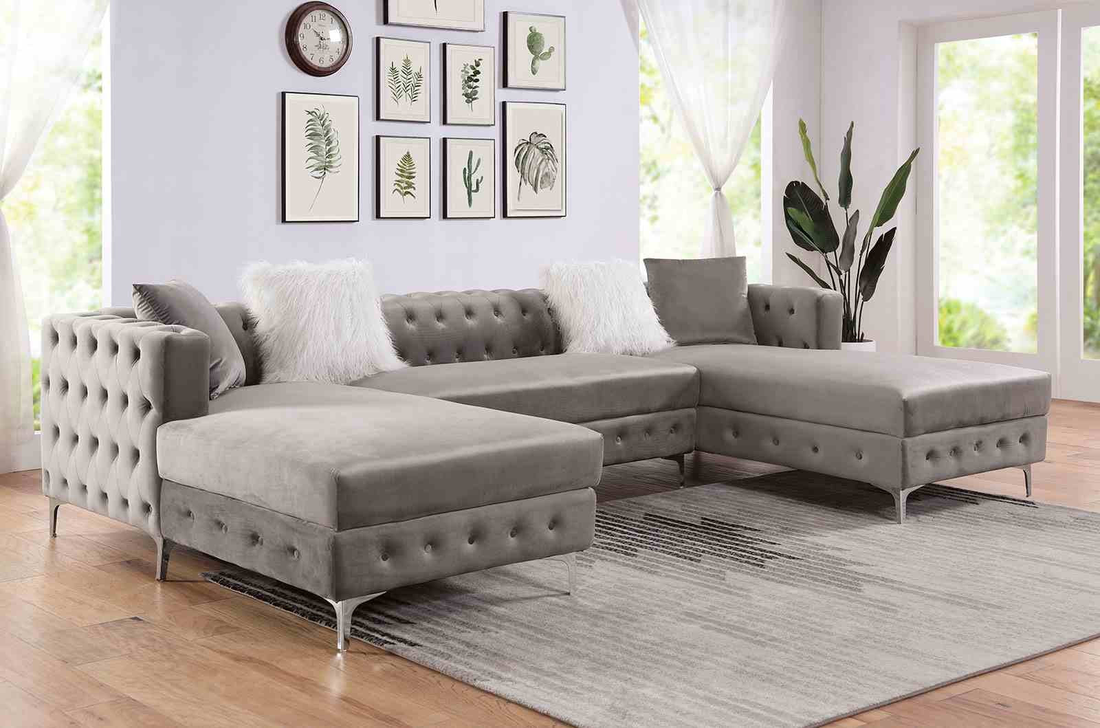 Ciabattoni Sectional w/ Ottoman, Gray - Image 2
