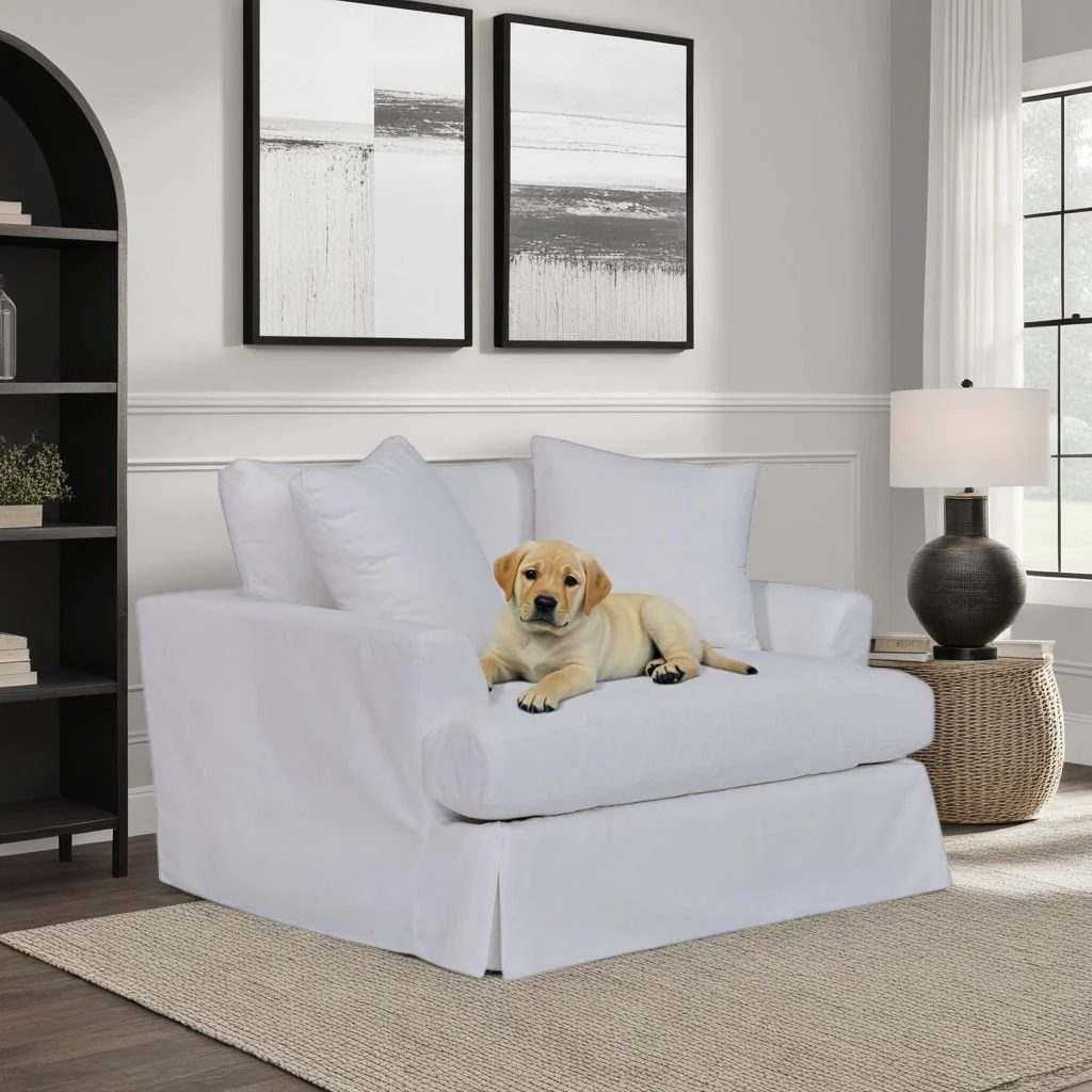 Ciara 53" Upholstered Chair and a Half in Pearl - Image 9