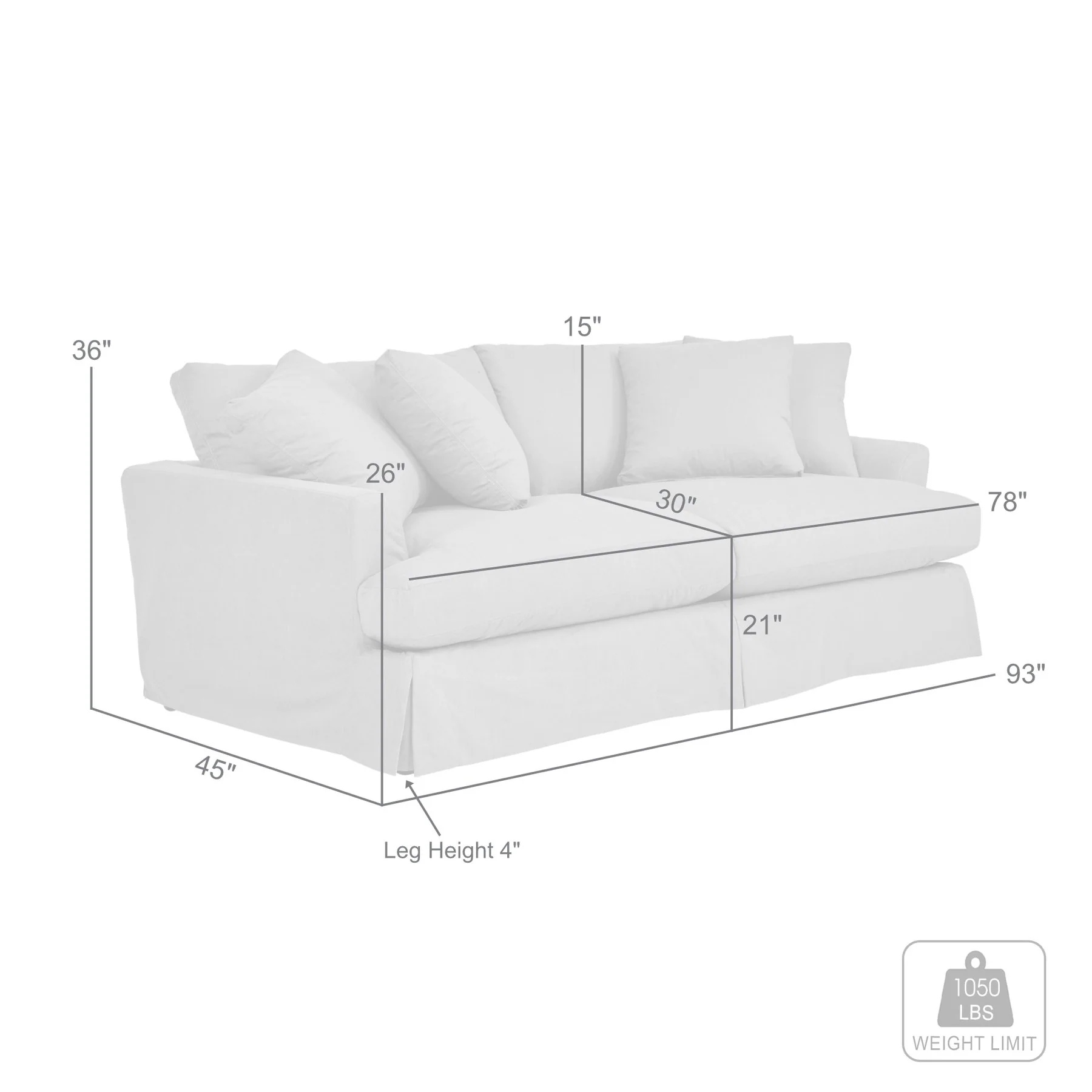 Ciara 93" Upholstered Sofa in Pearl - Image 8