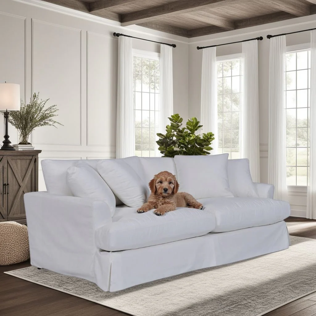 Ciara 93" Upholstered Sofa in Pearl - Image 9