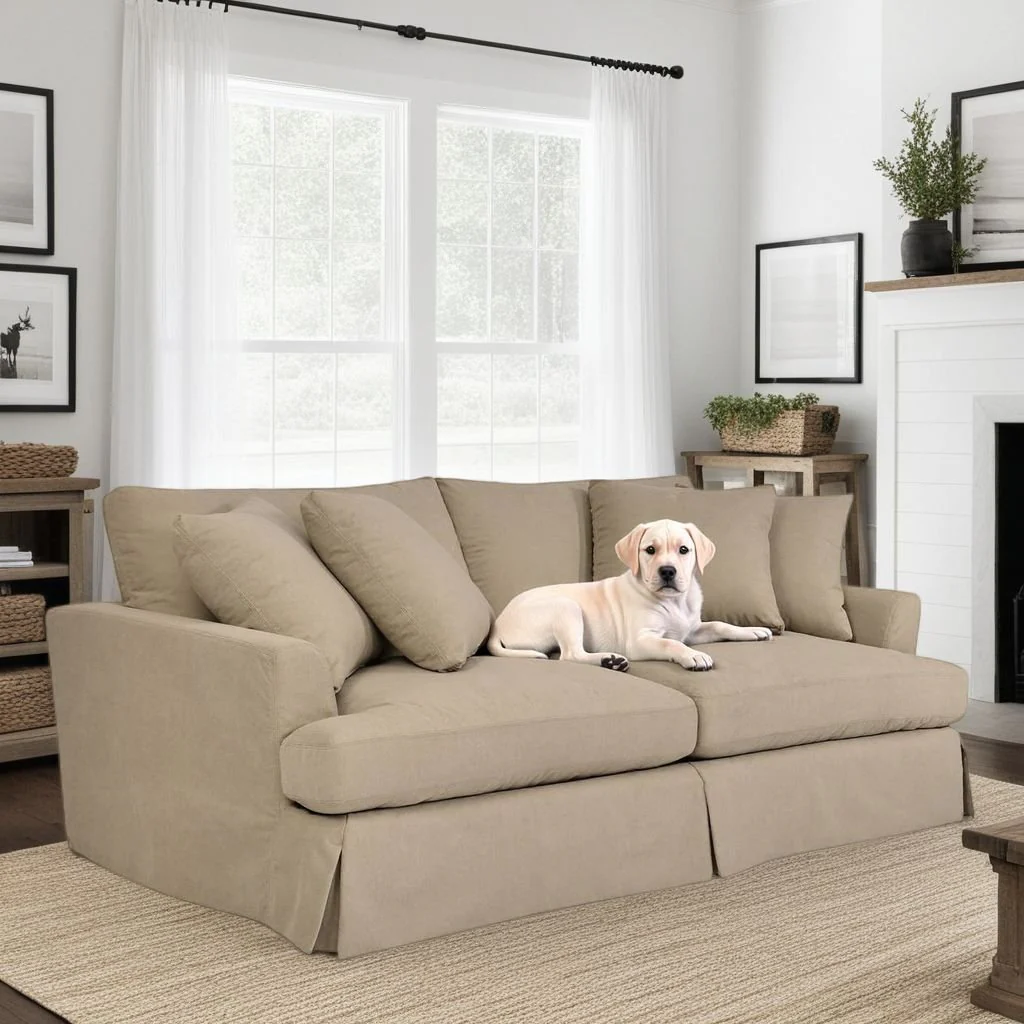 Ciara 93" Upholstered Sofa in Sahara Brown - Image 9