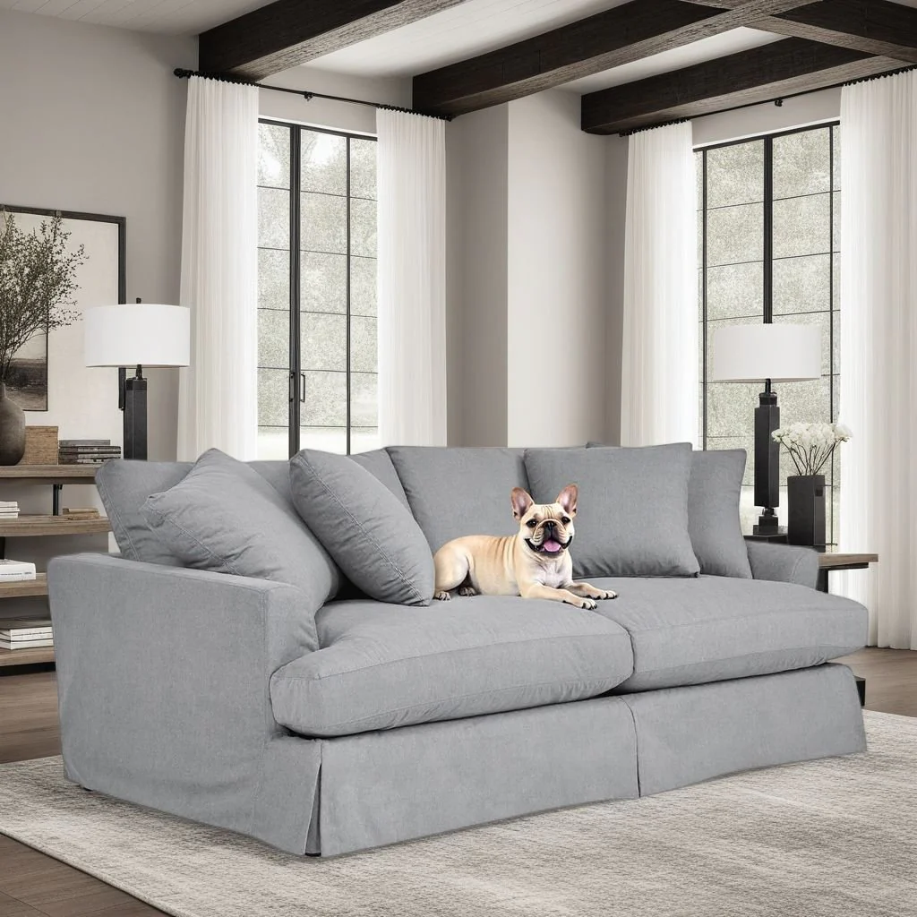 Ciara 93" Upholstered Sofa in Slate Gray - Image 9