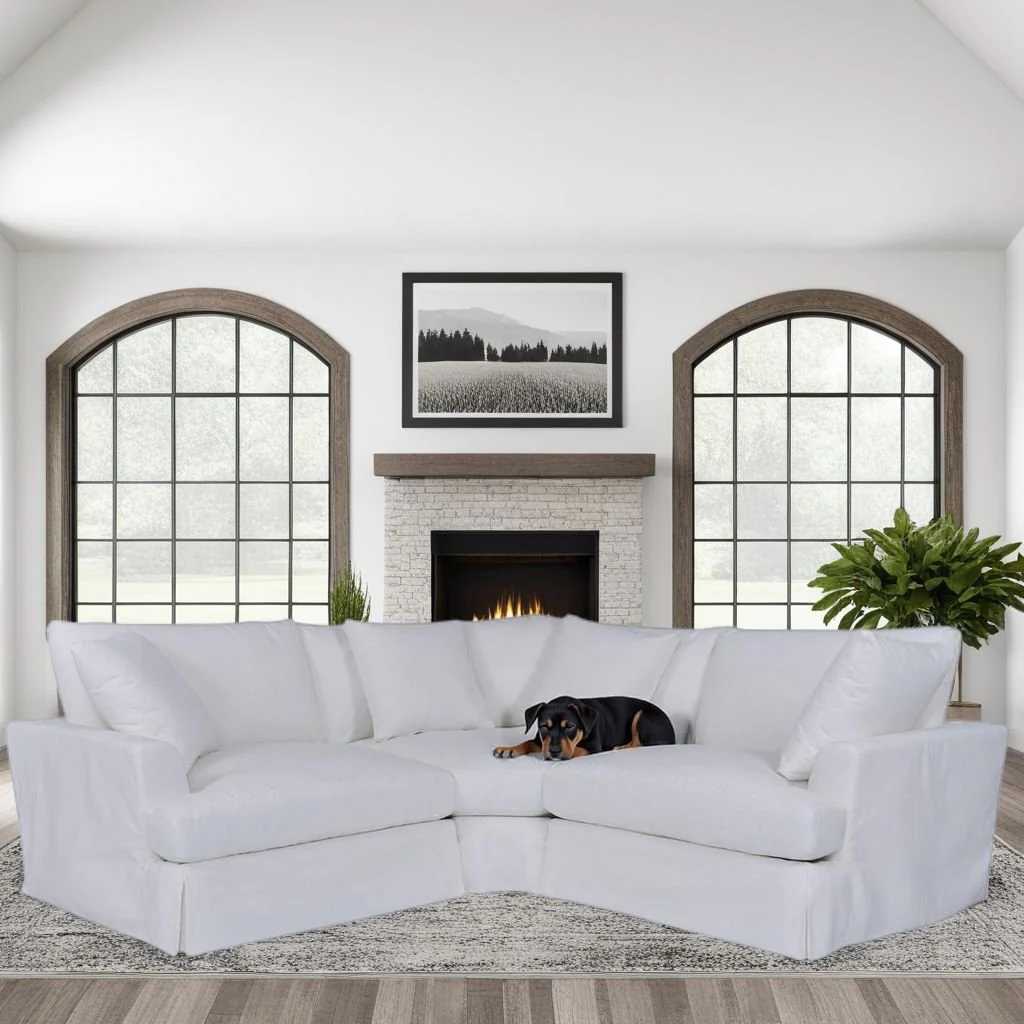 Ciara Upholstered 3 Piece Sectional Sofa in Pearl - Image 8