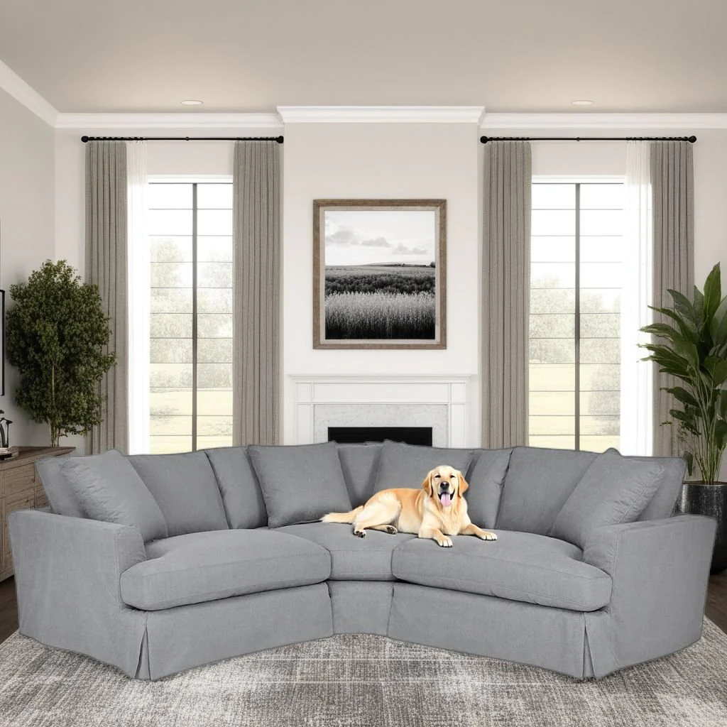 Ciara Upholstered 3 Piece Sectional Sofa in Slate Gray - Image 8