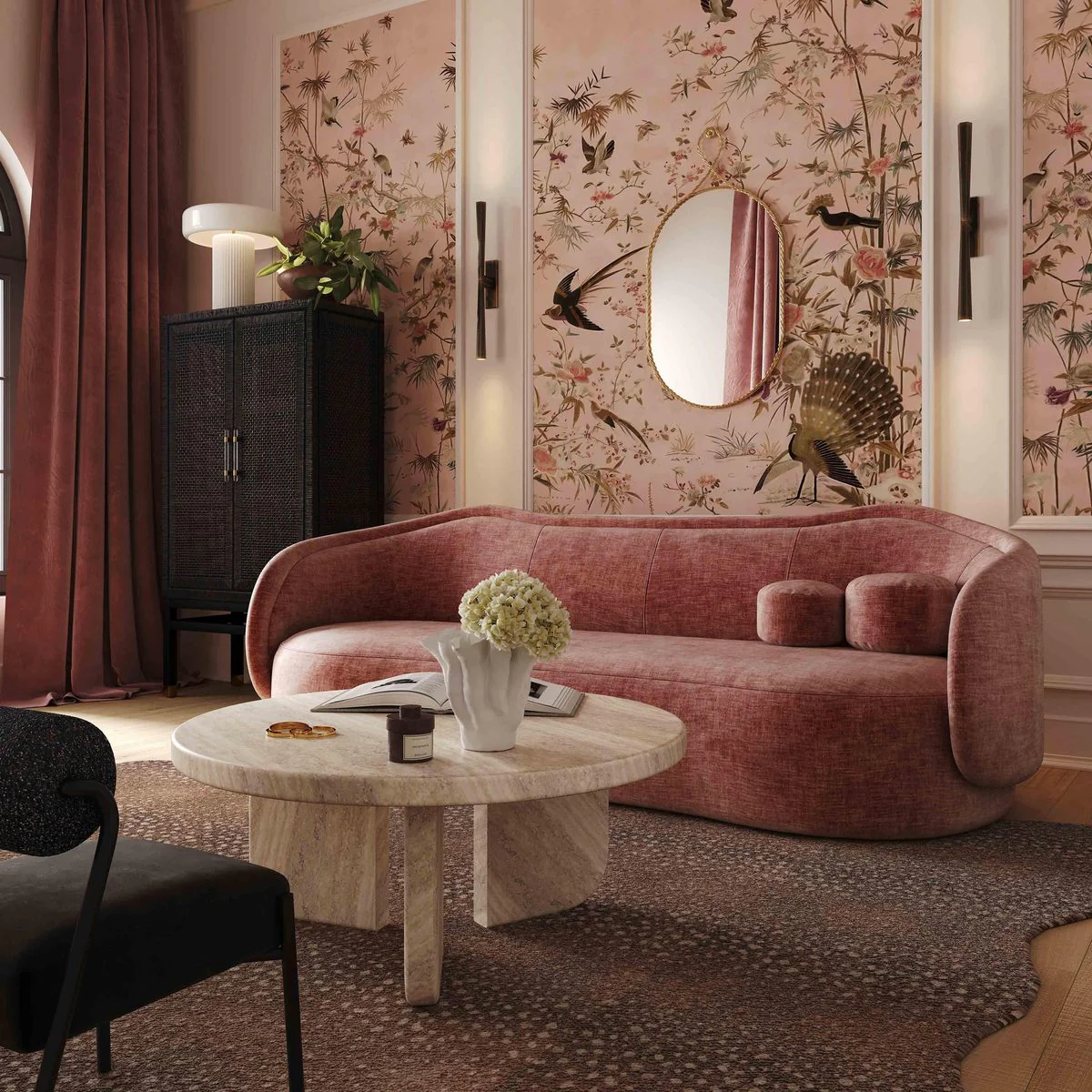 Circe Mauve Textured Velvet Sofa - Image 2