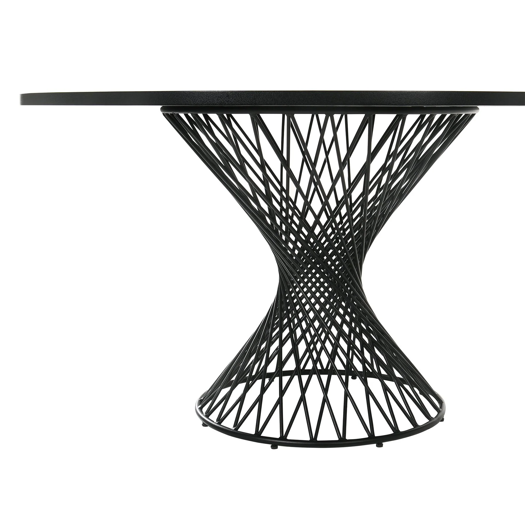 Cirque 54" Round Black Wood and Metal Pedestal Dining Table - Image 2