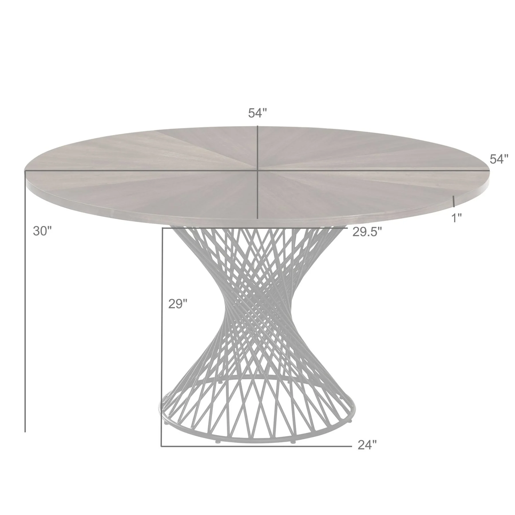 Cirque 54" Round Black Wood and Metal Pedestal Dining Table - Image 5